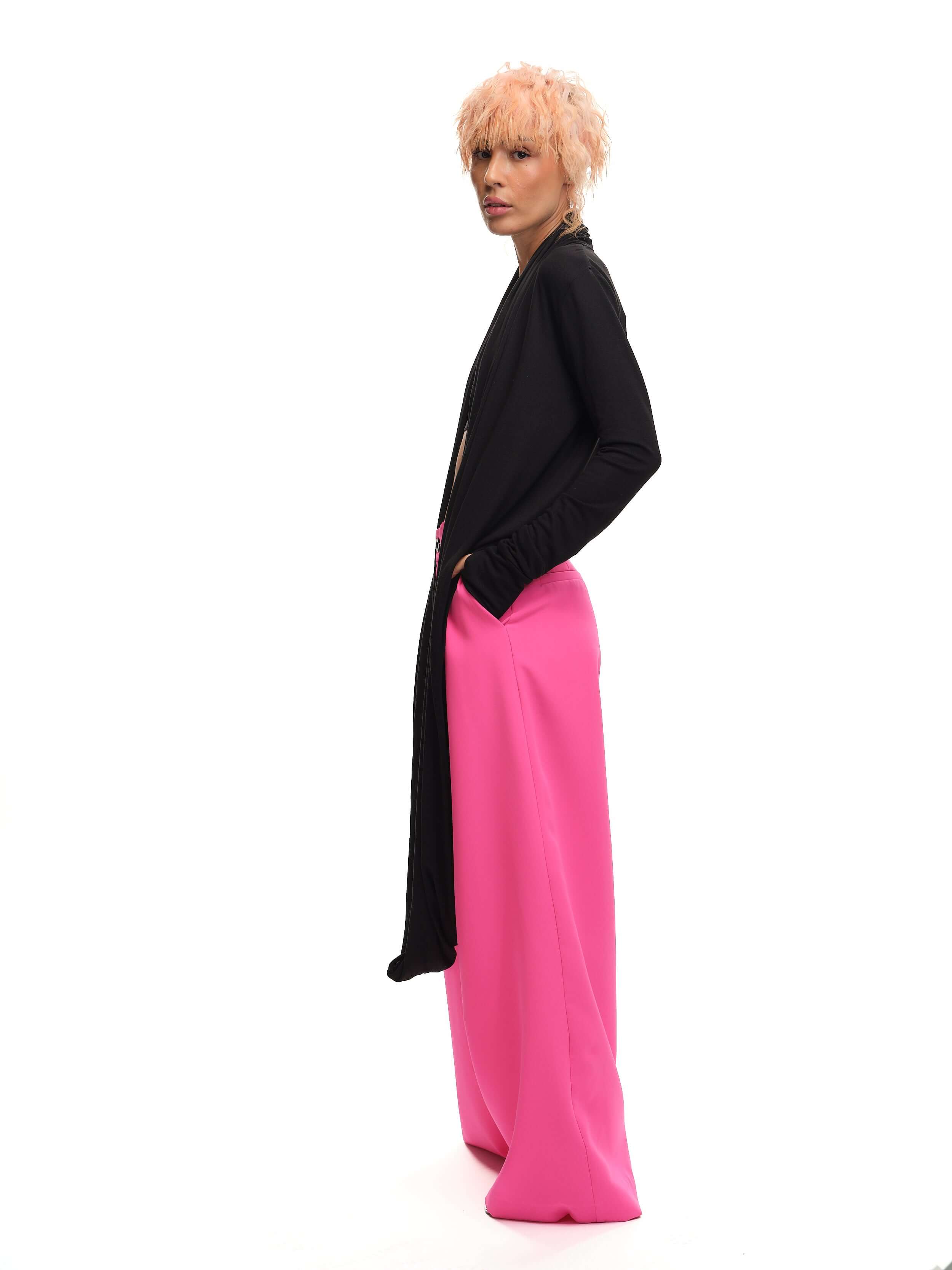Pink Mid-Rise Wide-Leg Pants