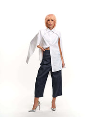 Cape-Effect Button-Down Shirt