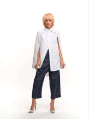 Cape-Effect Button-Down Shirt