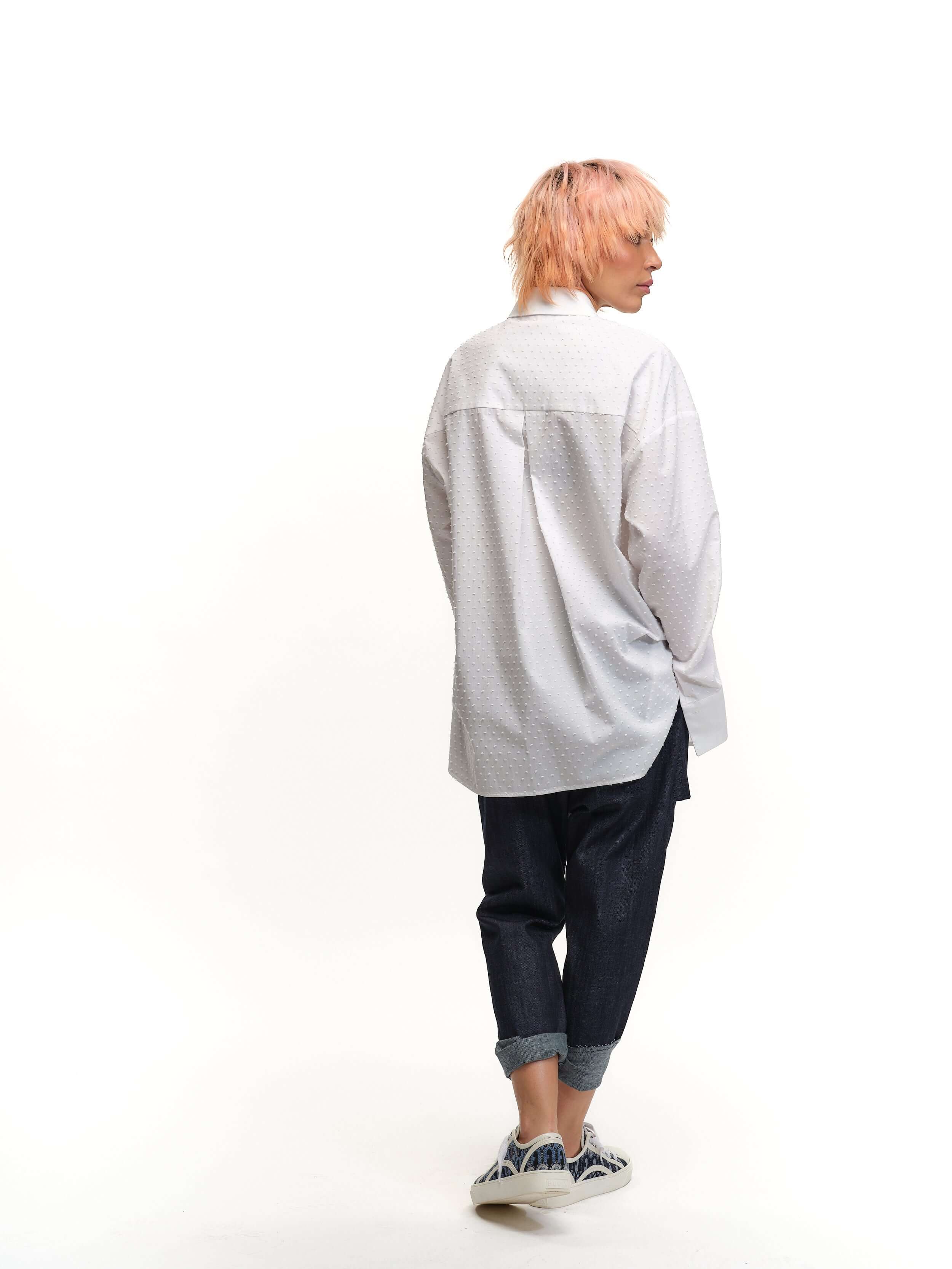 Swiss-Dot Button-Down Shirt