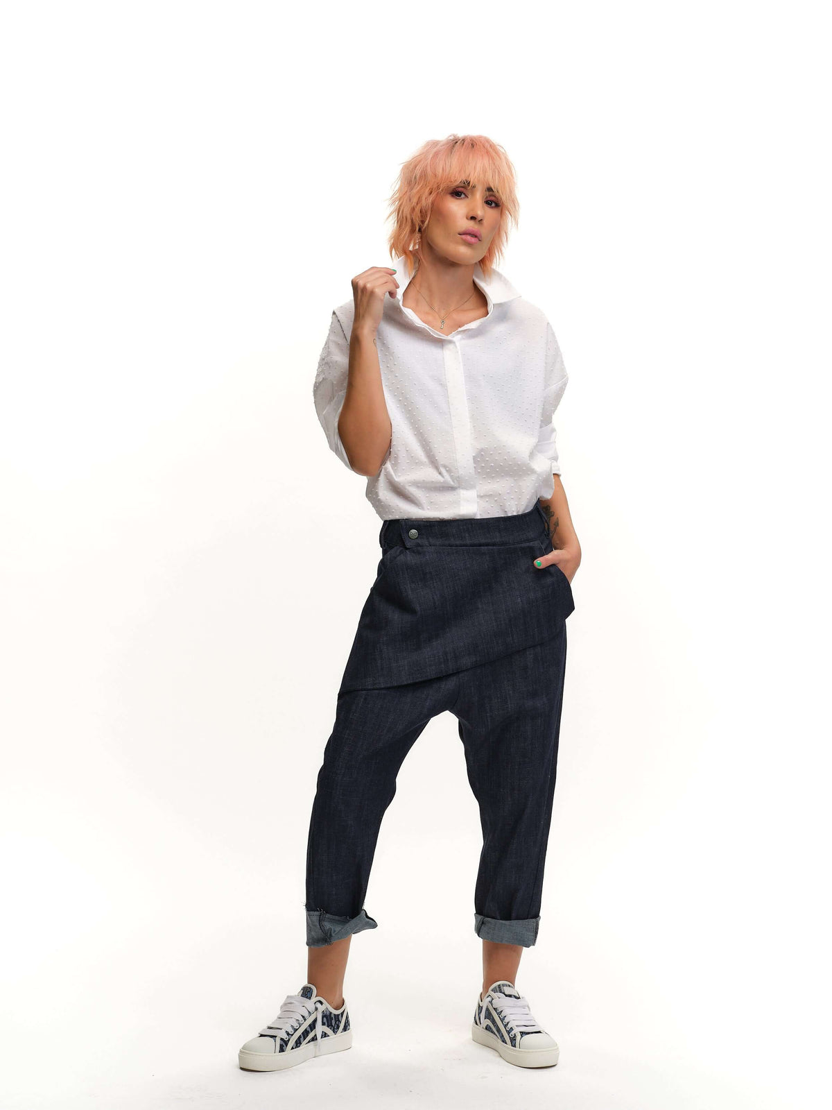 Swiss-Dot Button-Down Shirt