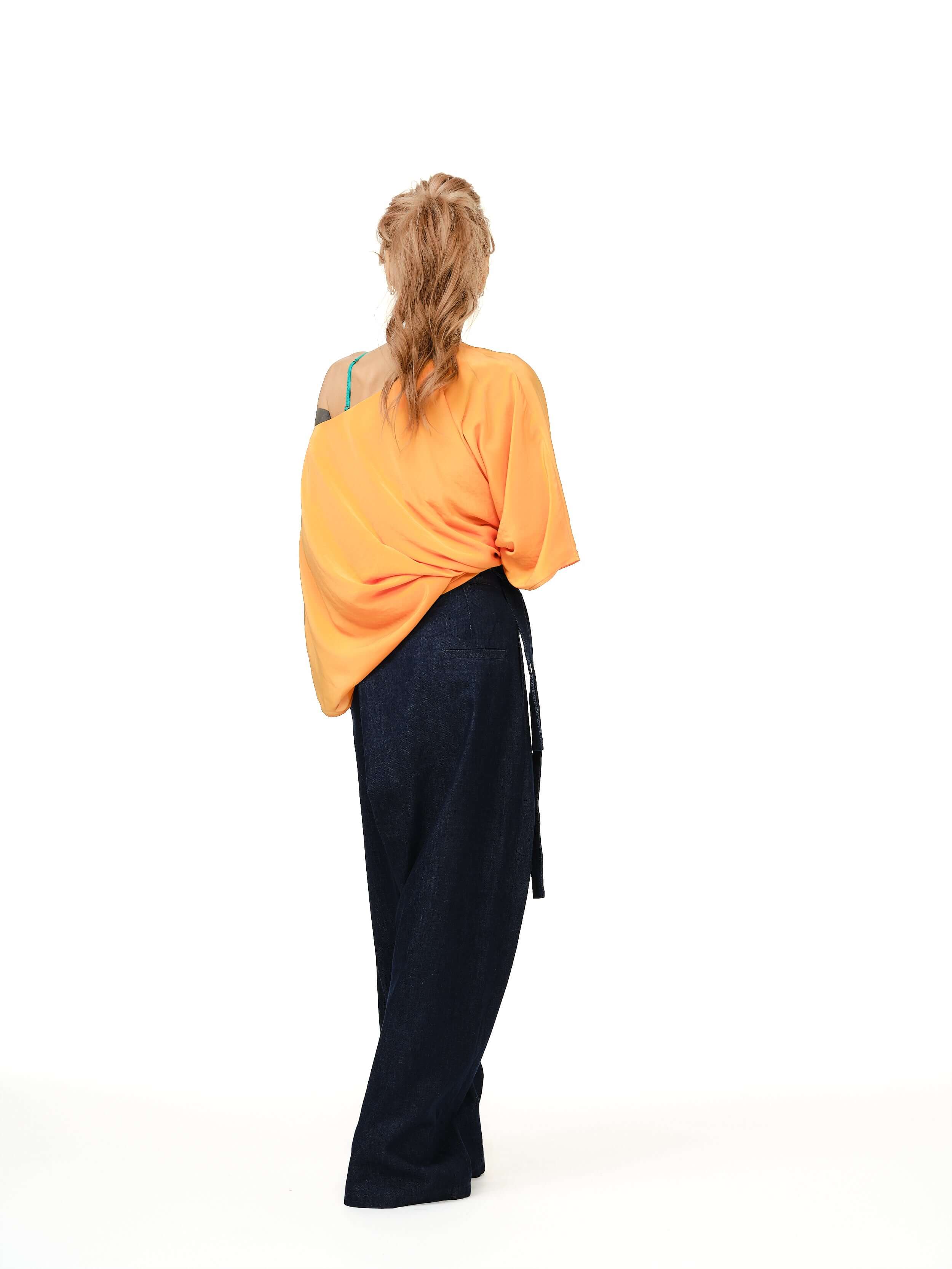 Wrap-Front Wide-Leg Jeans
