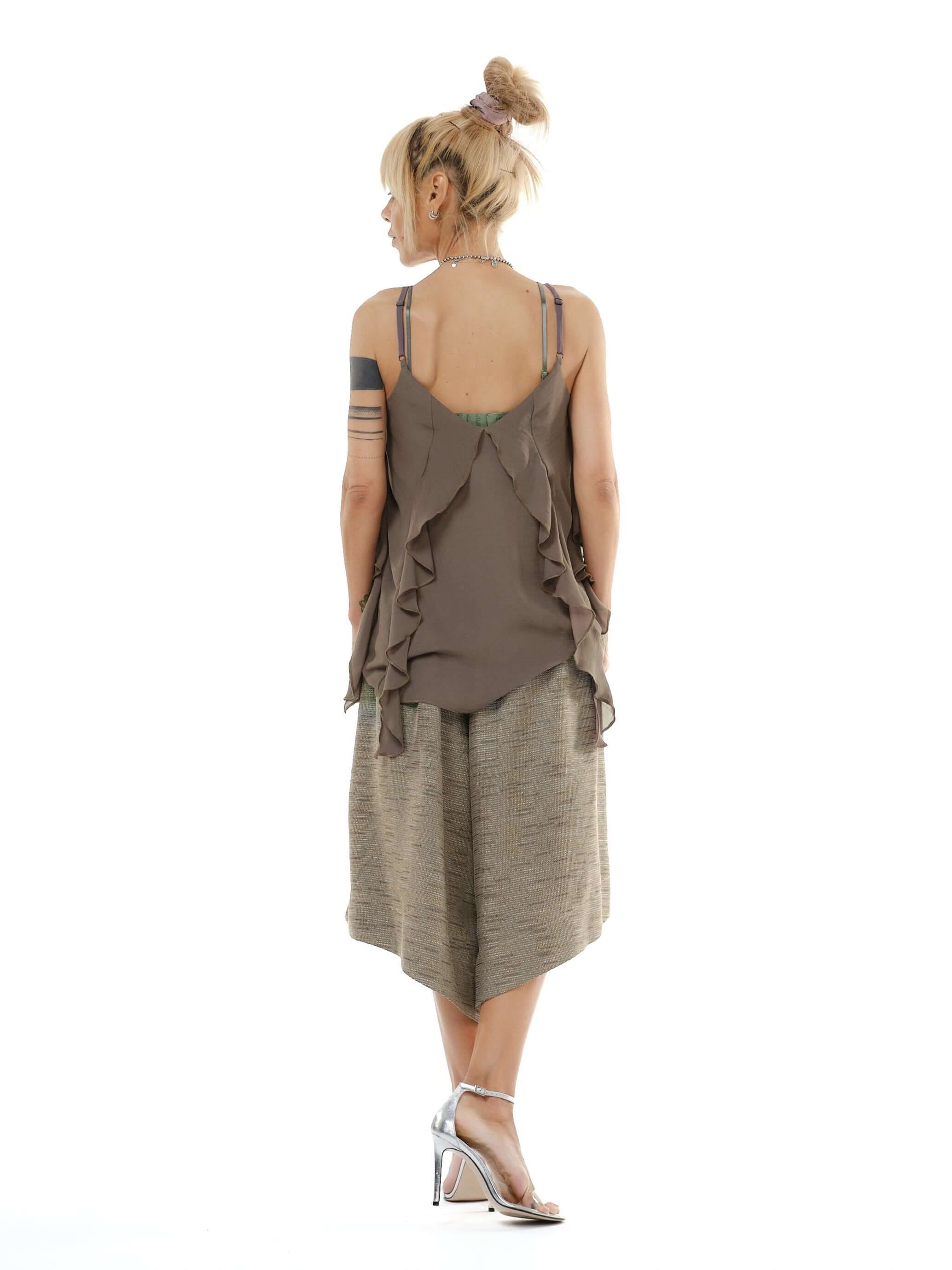 Brown Ruffle Cami Top