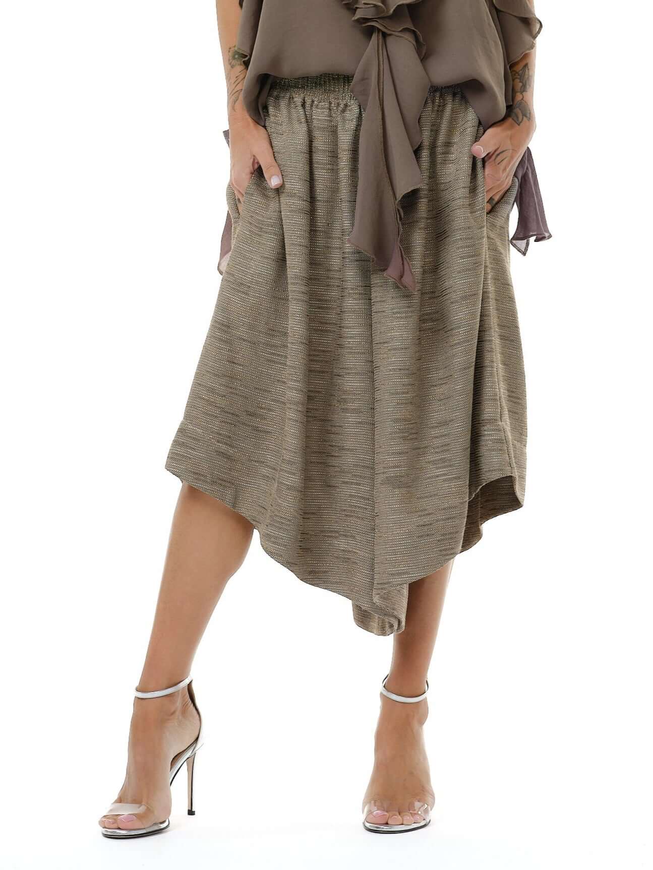 Textured Drop-Crotch Pants