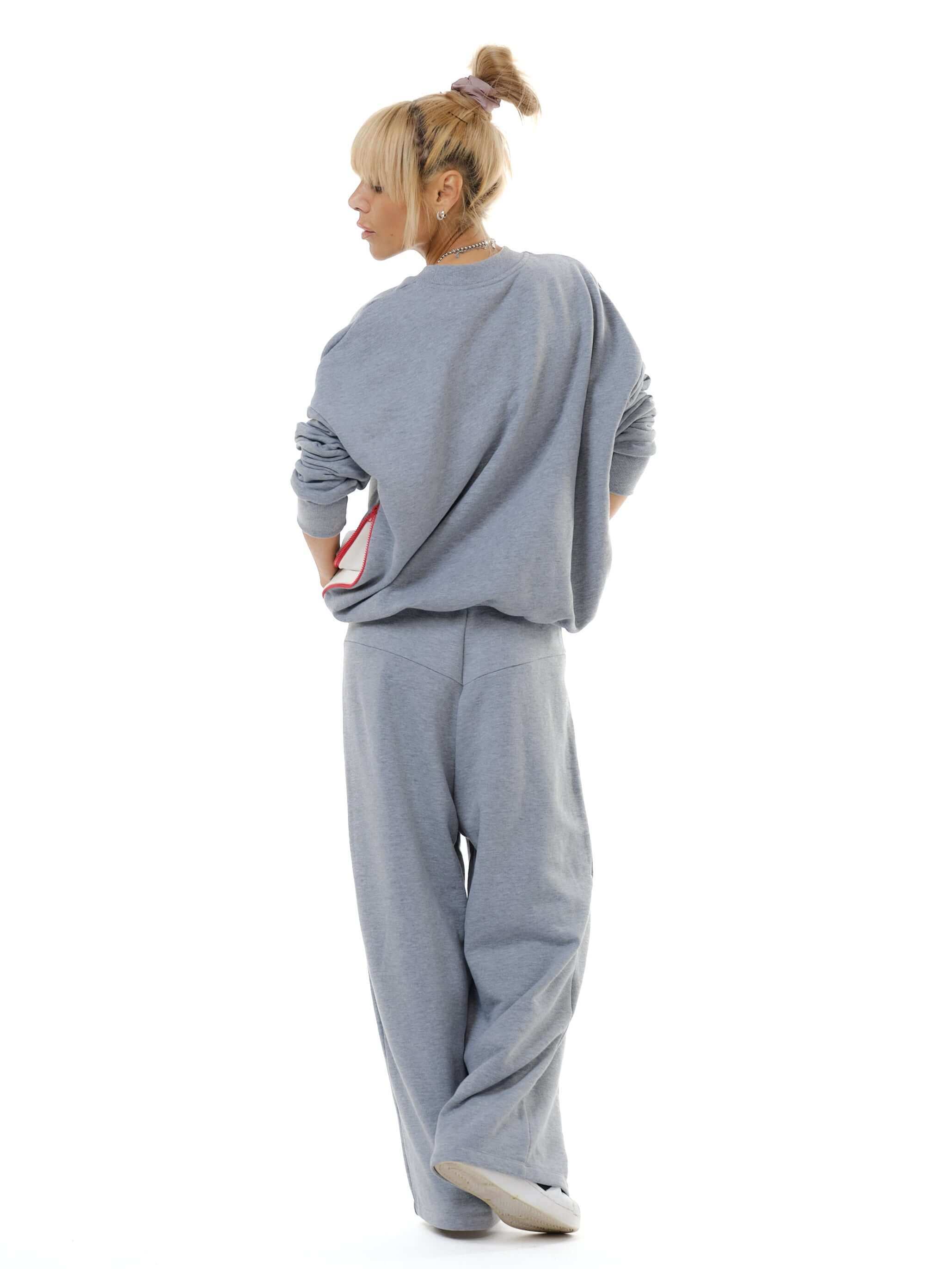Relaxed Grey Two-Piece Set with Hidden Details