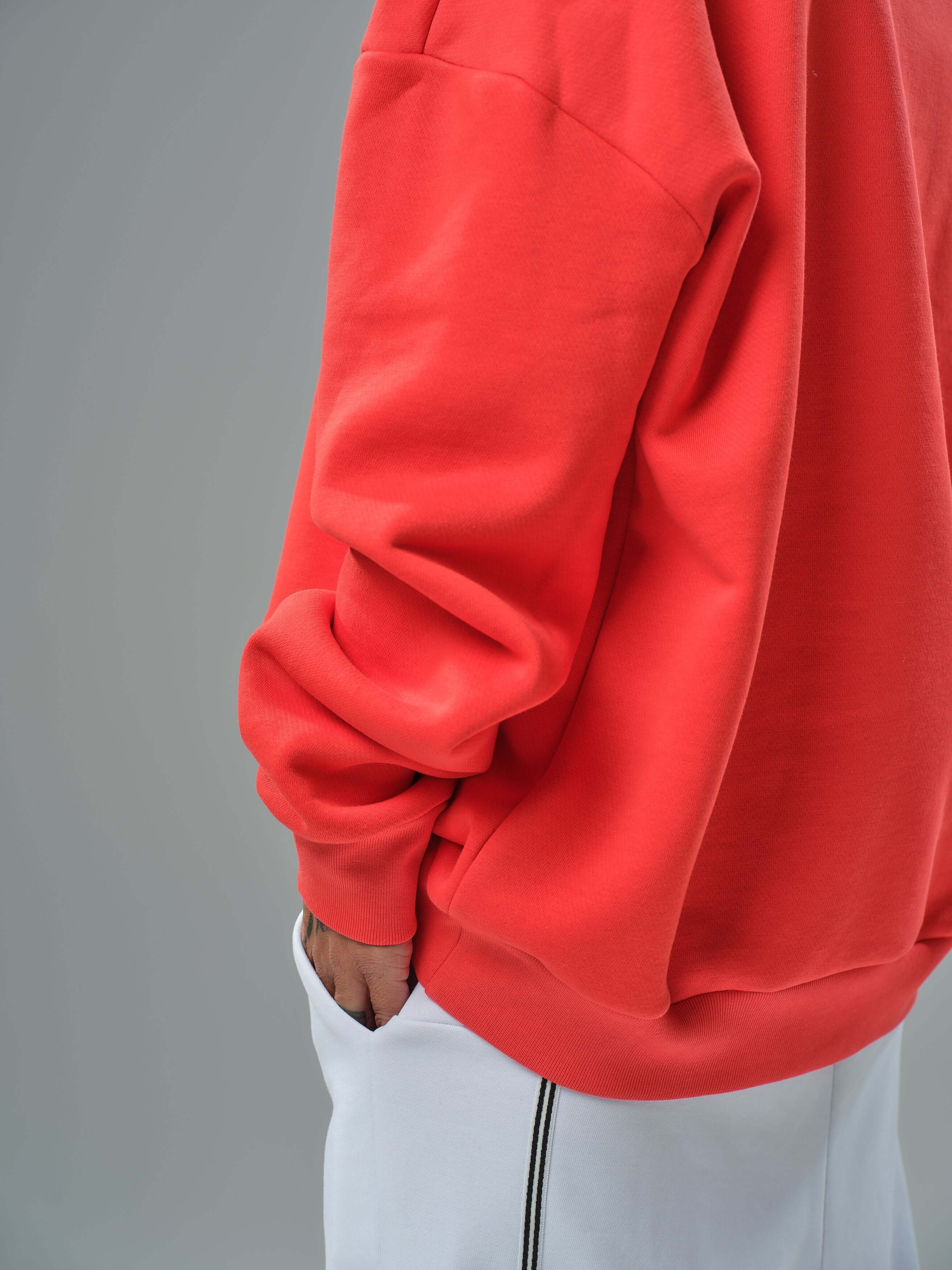 Red Oversized Sweatshirt & White Jogger Set