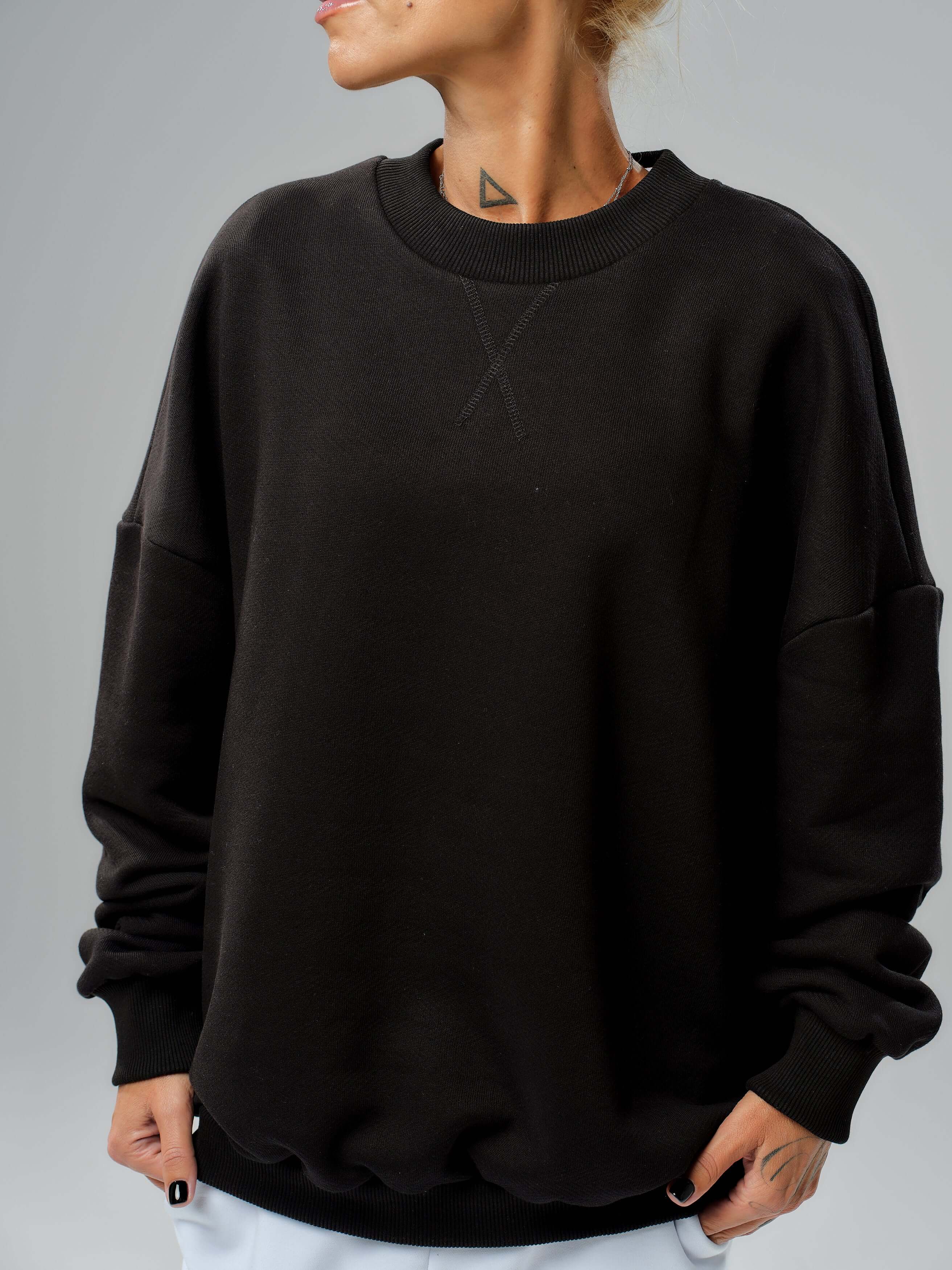 Black Oversized Sweatshirt & White Jogger Set