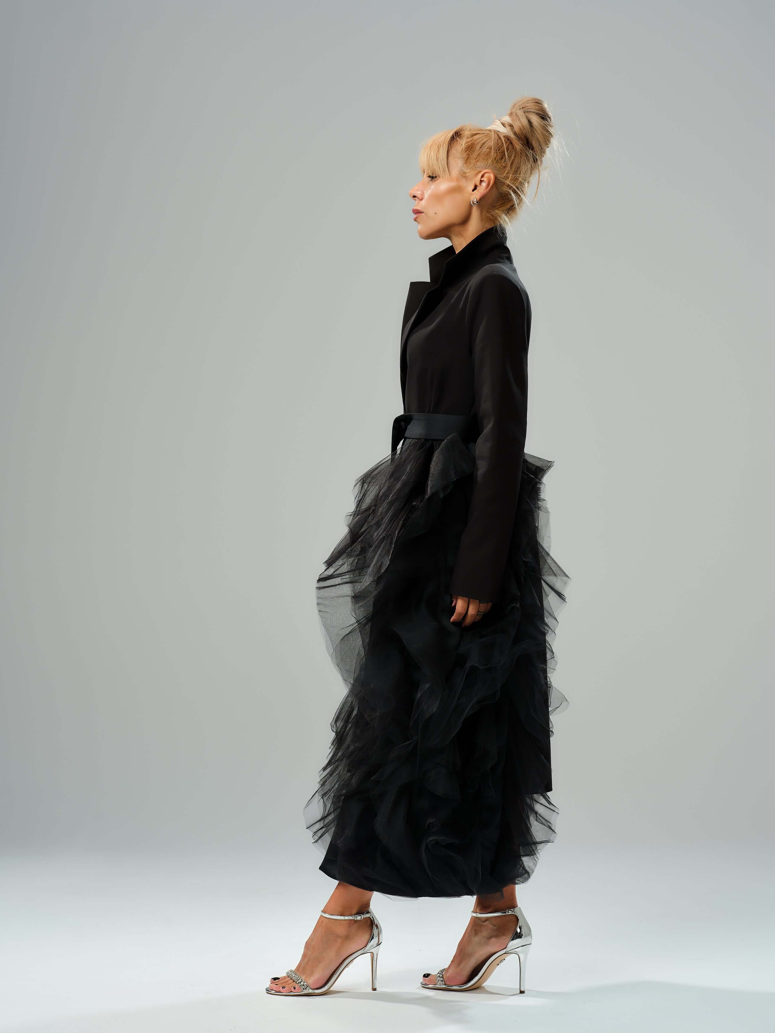 Black Tulle Detail Blazer
