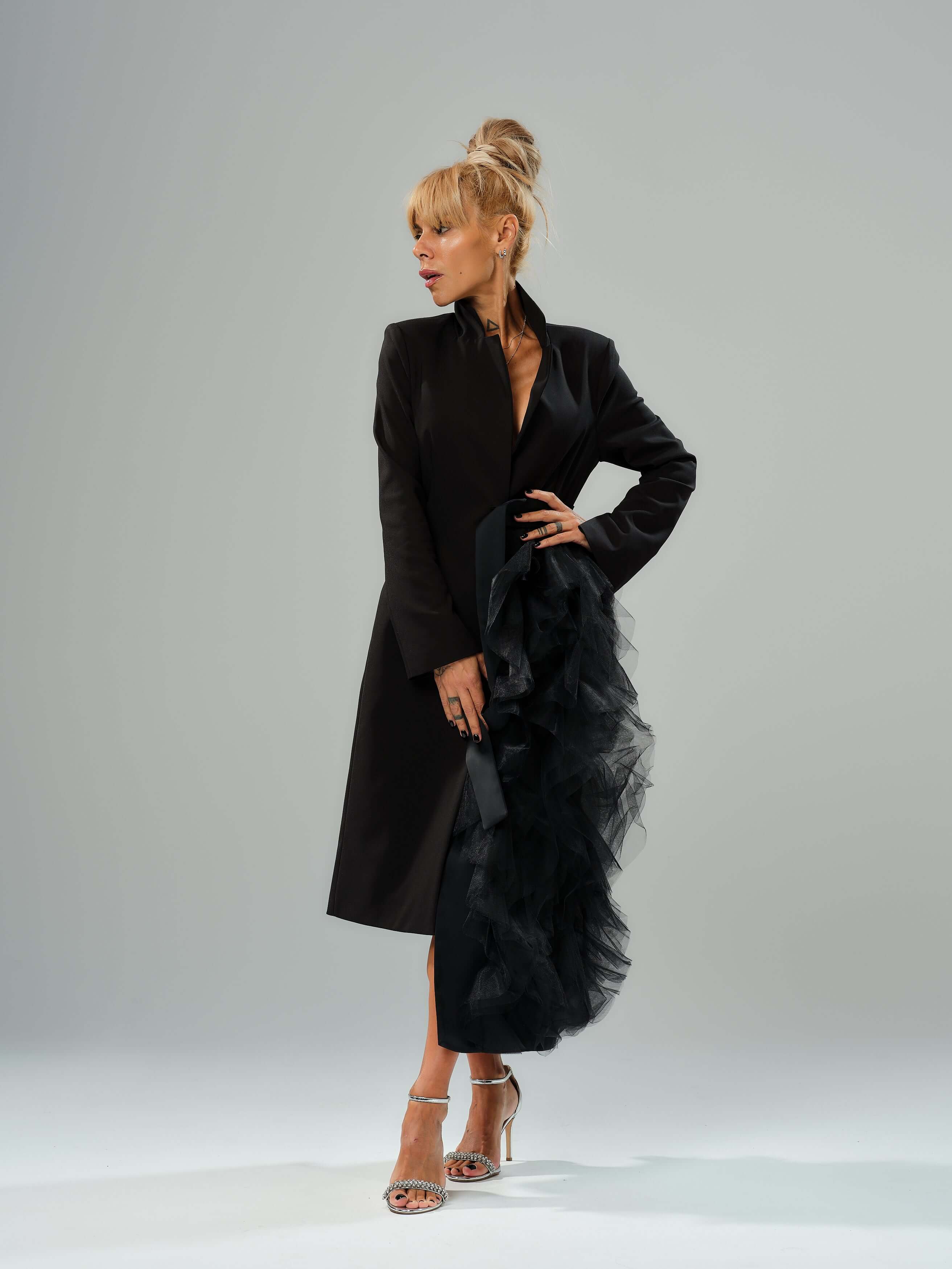 Black Tulle Detail Blazer