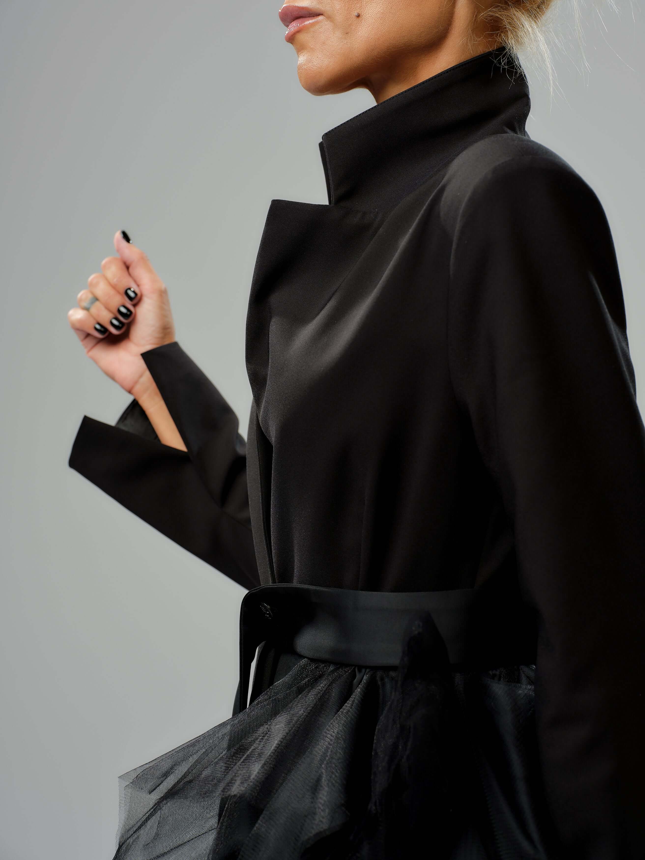 Black Tulle Detail Blazer
