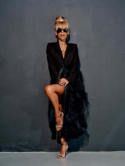 Black Tulle Detail Blazer