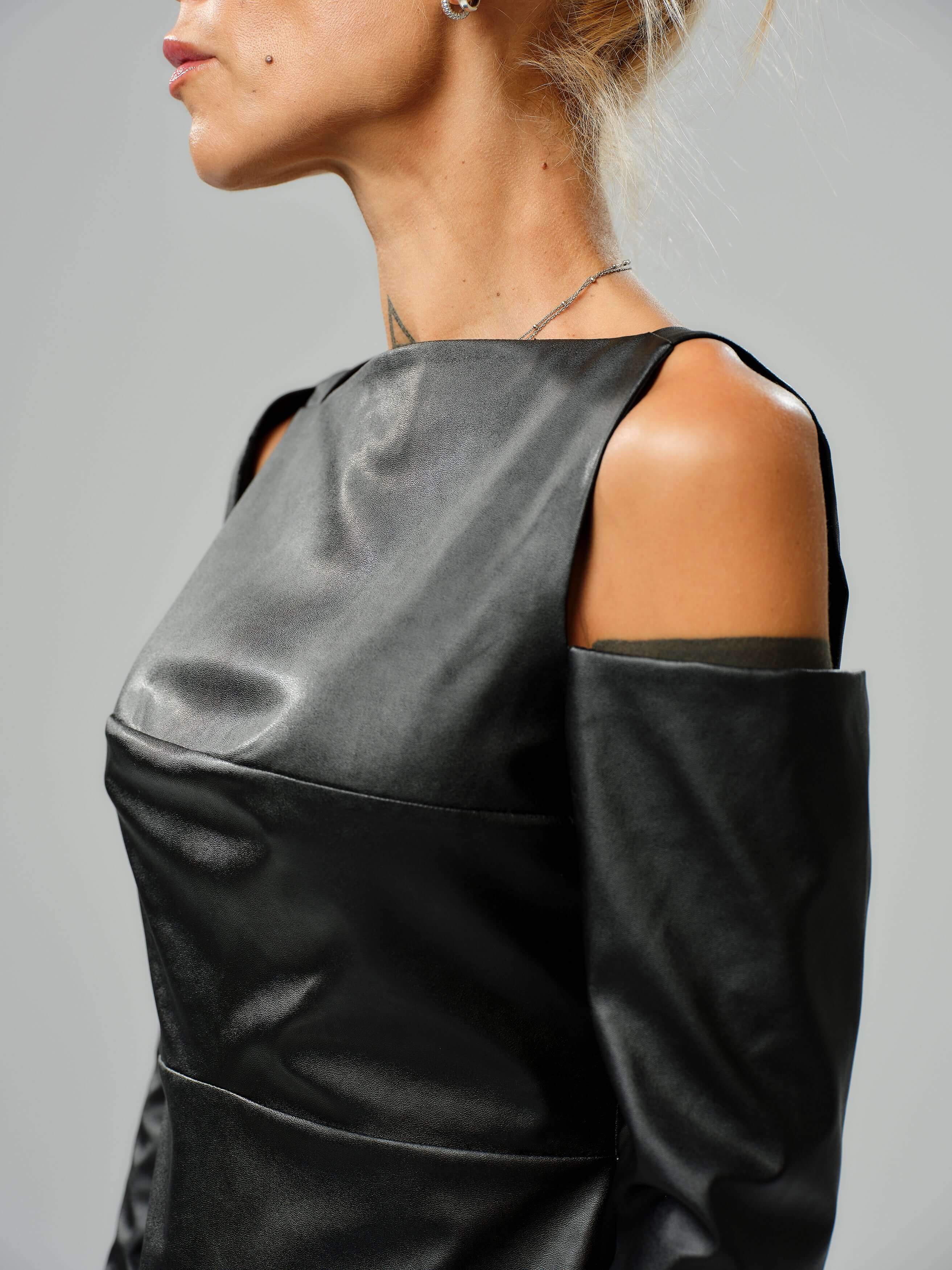 Black Faux Leather Top