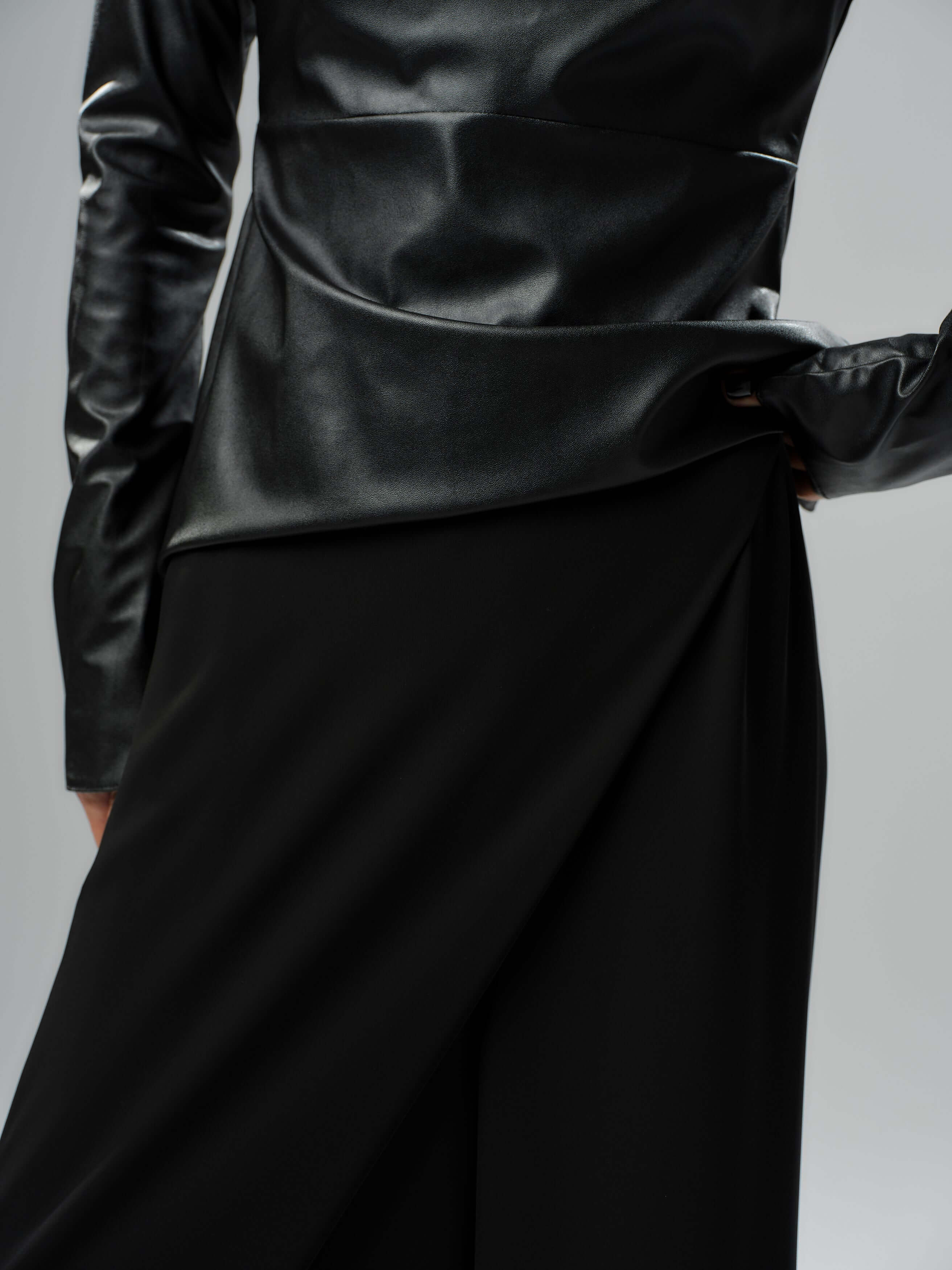Black Faux Leather Top