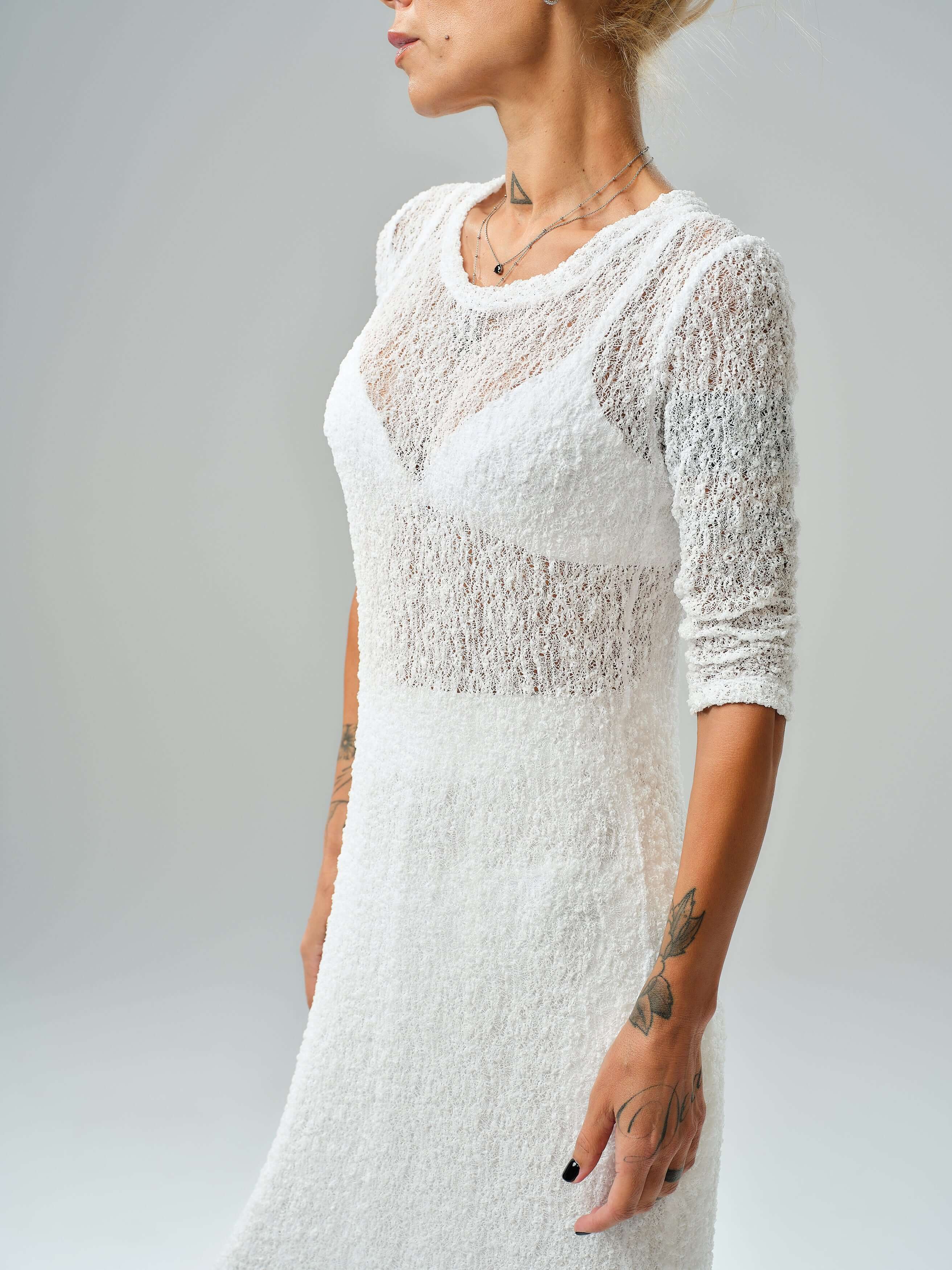 White Maxi Co-Ord Set with Tunic & Elastic Waist Skirt