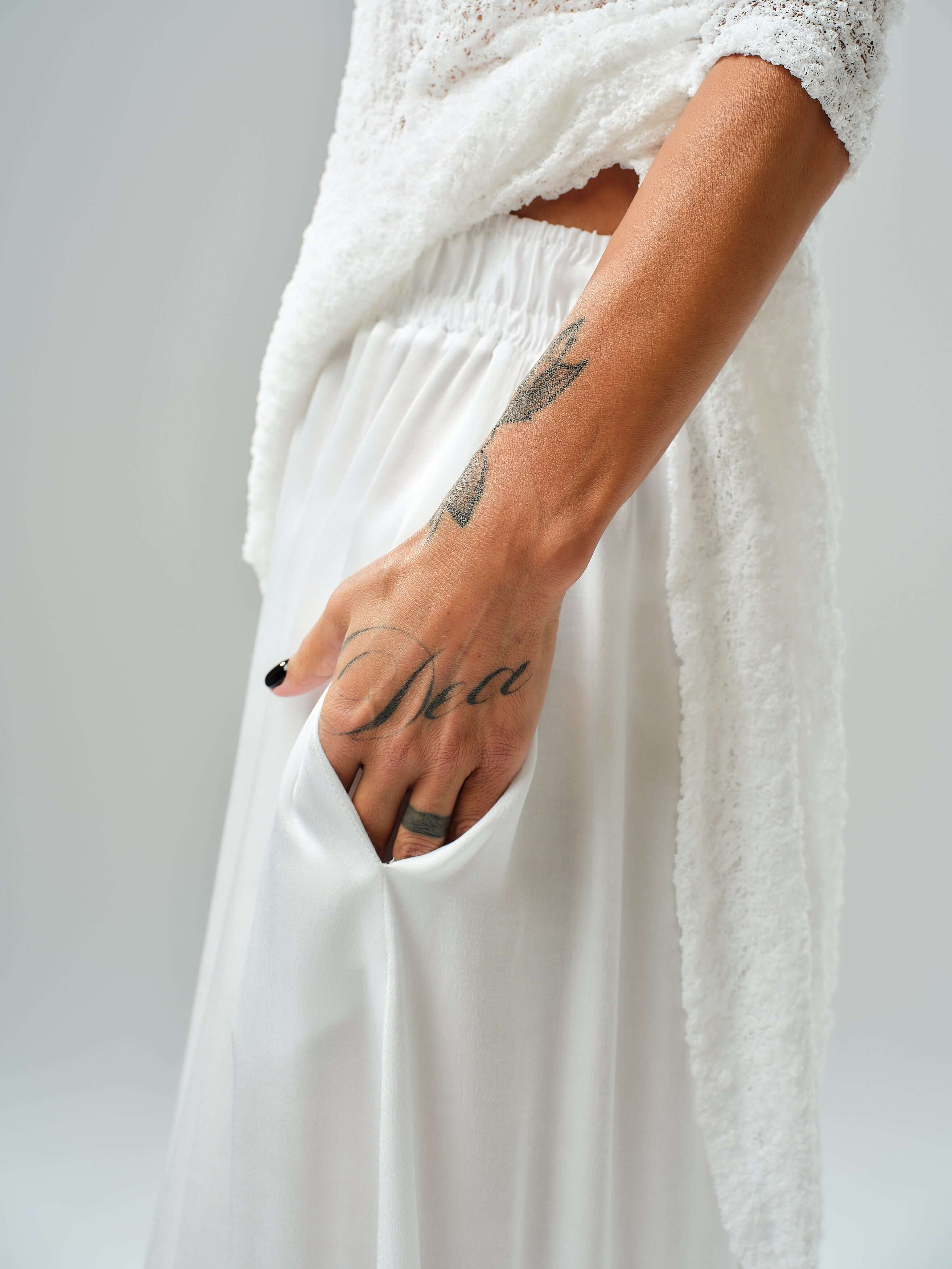 White Maxi Co-Ord Set with Tunic & Elastic Waist Skirt