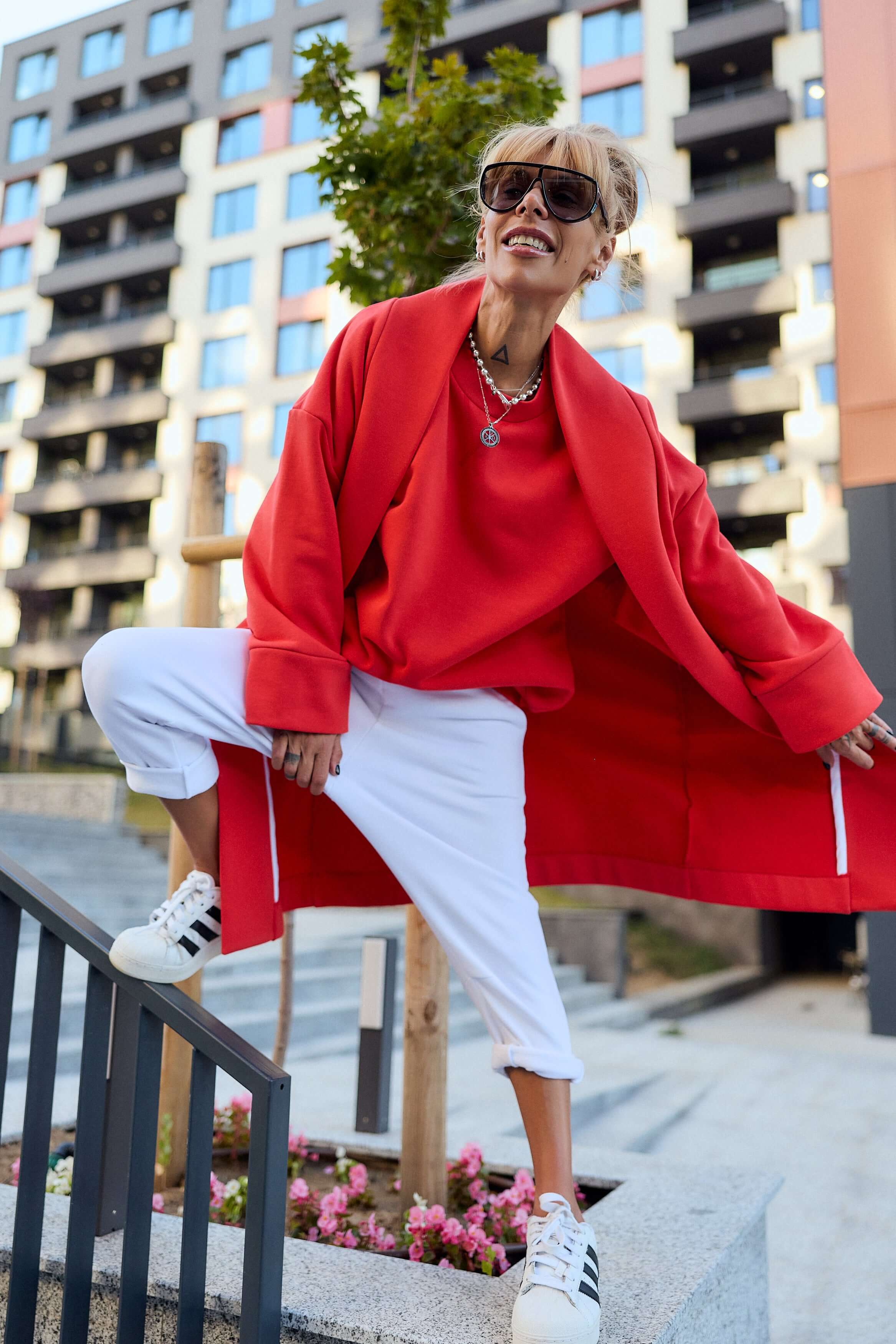 Red oversized coat