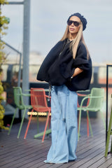Black Oversized Textured Jacket