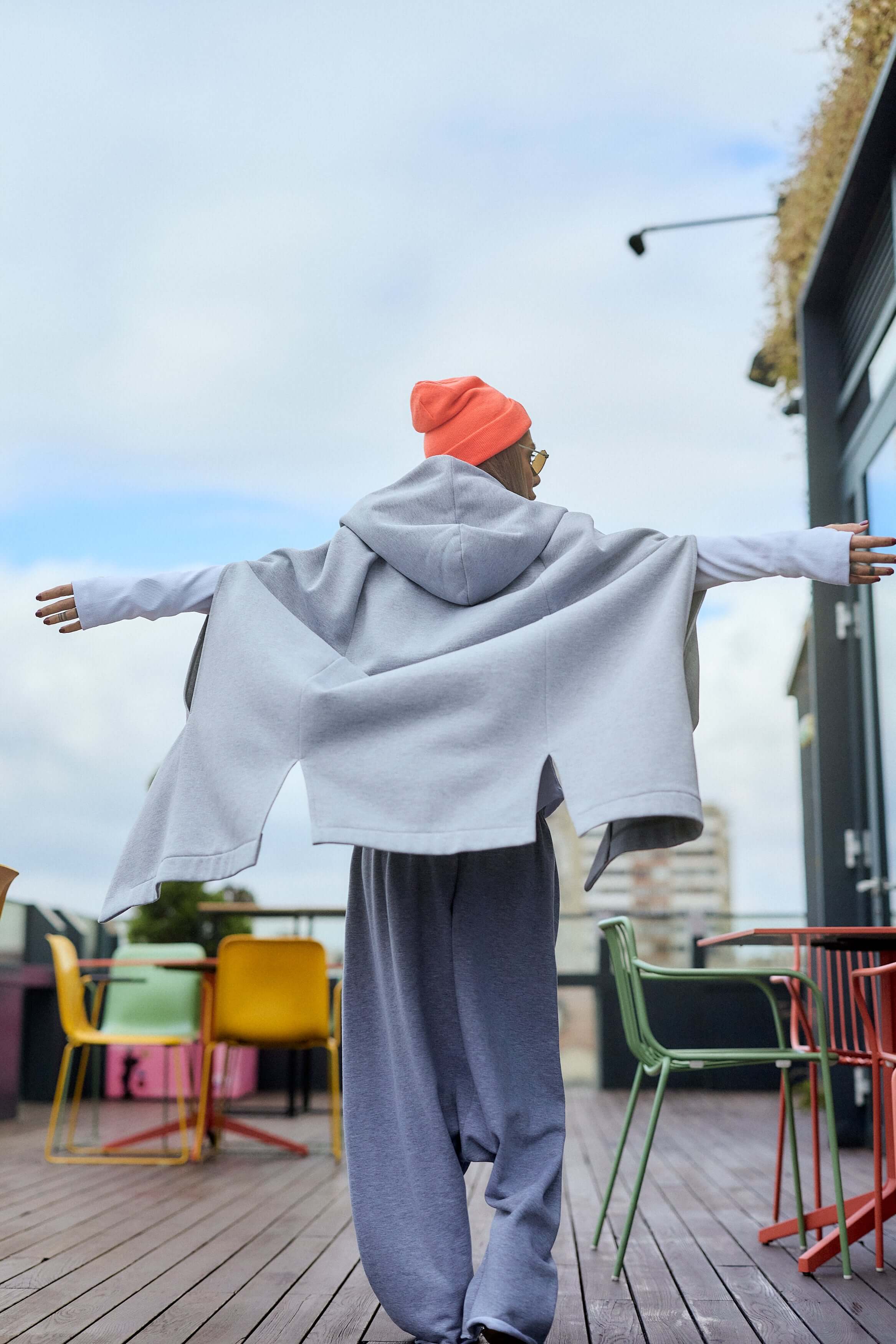 Grey Oversized Sleeveless Coat