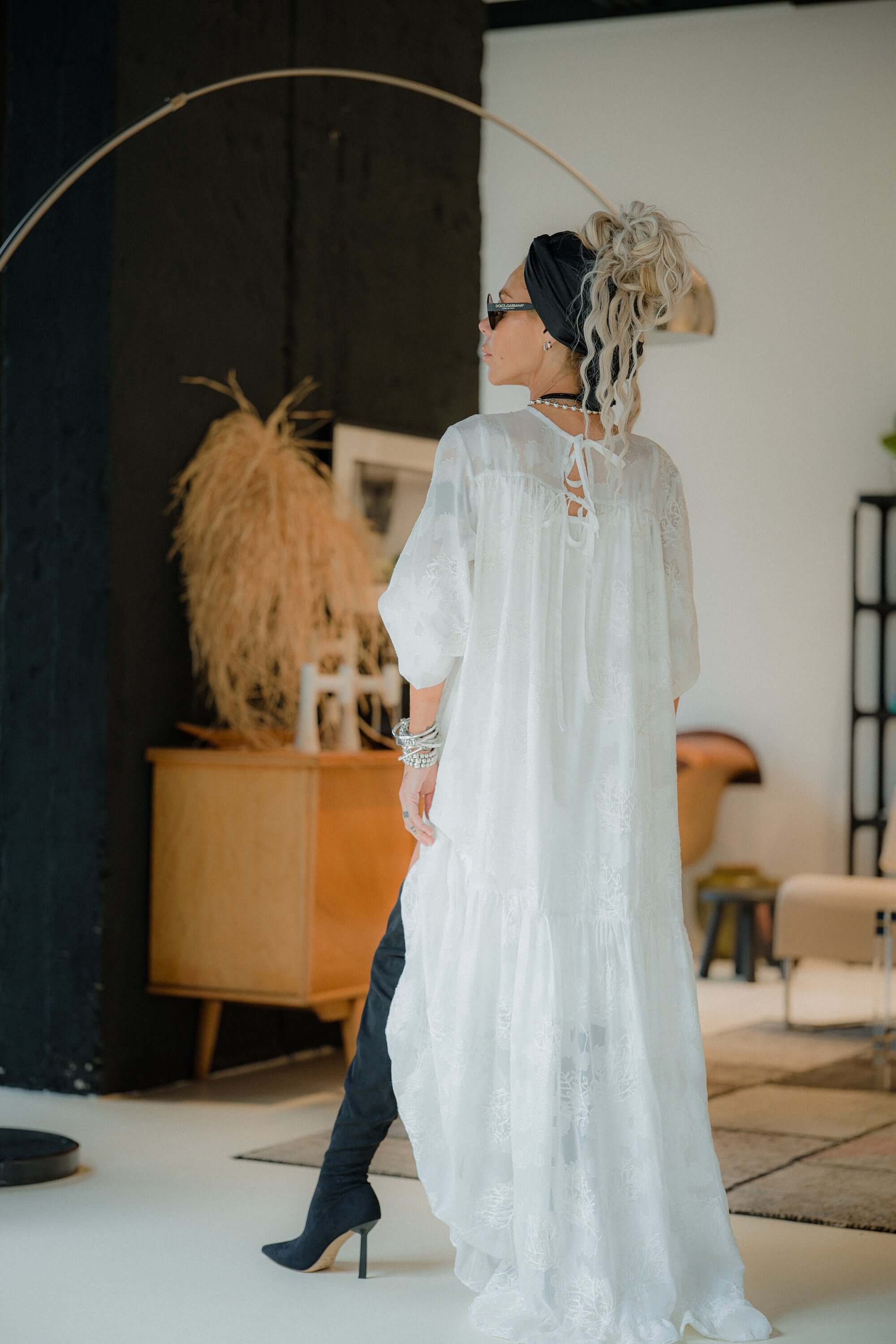 Ivory Sheer Embroidered Maxi Dress