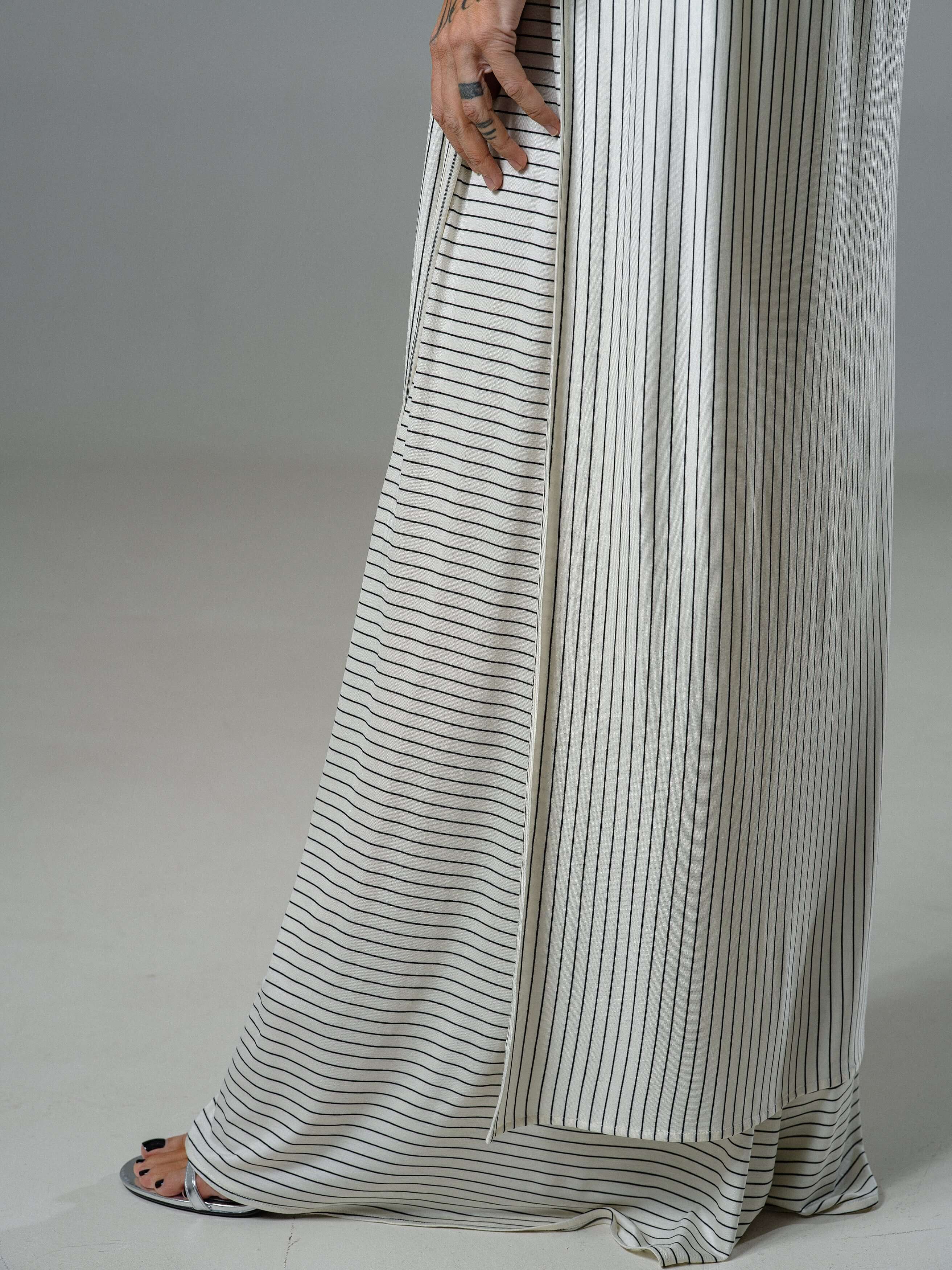 Striped Longline Top and Wide Leg Pants Set