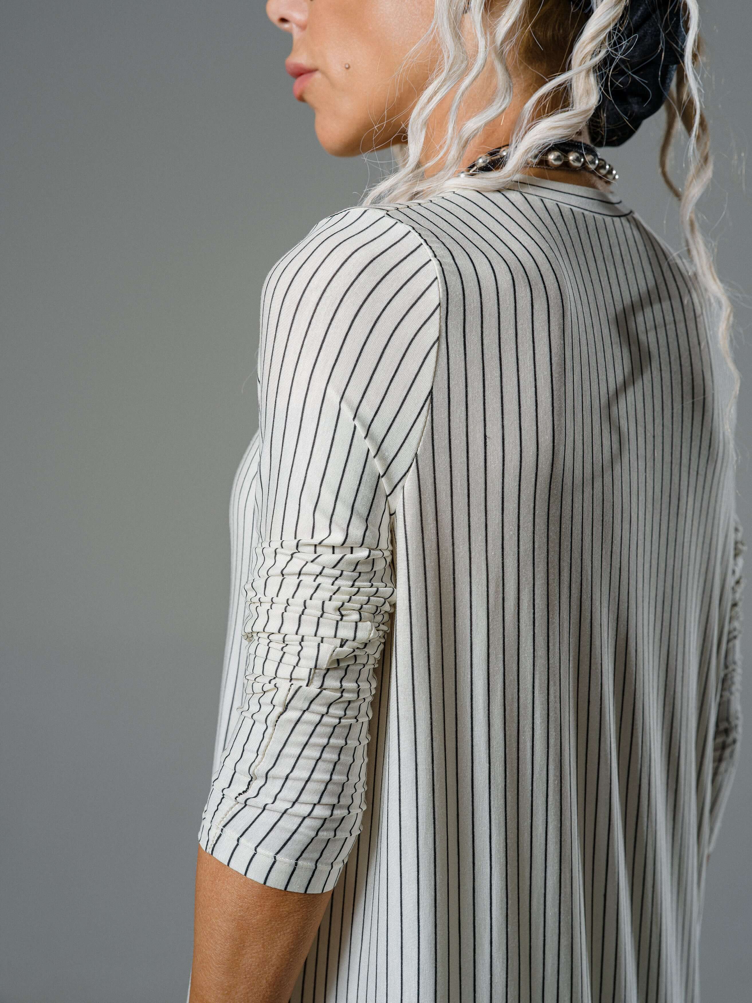 Striped Longline Top and Wide Leg Pants Set