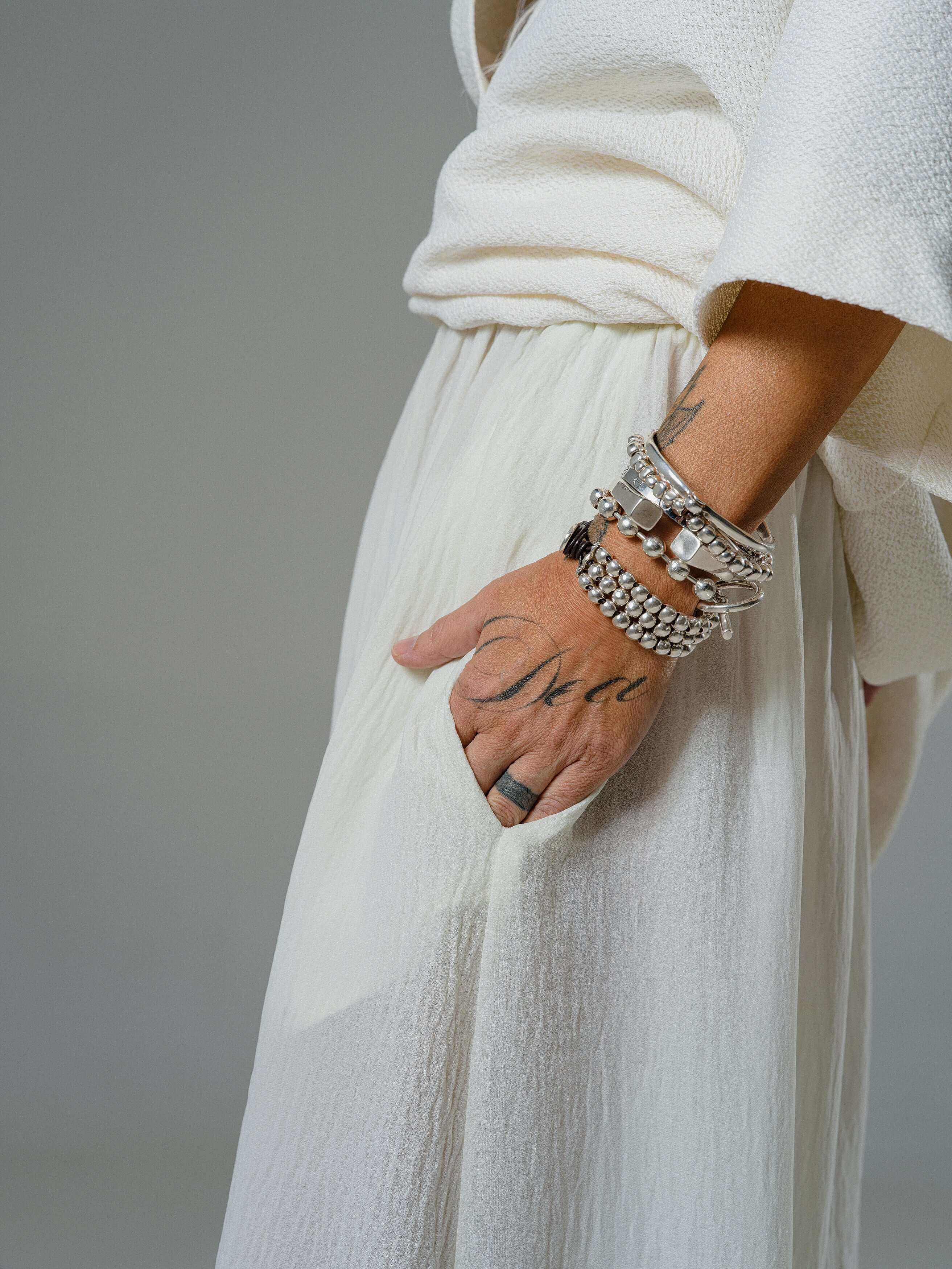 Ivory Textured Wide Leg Pants