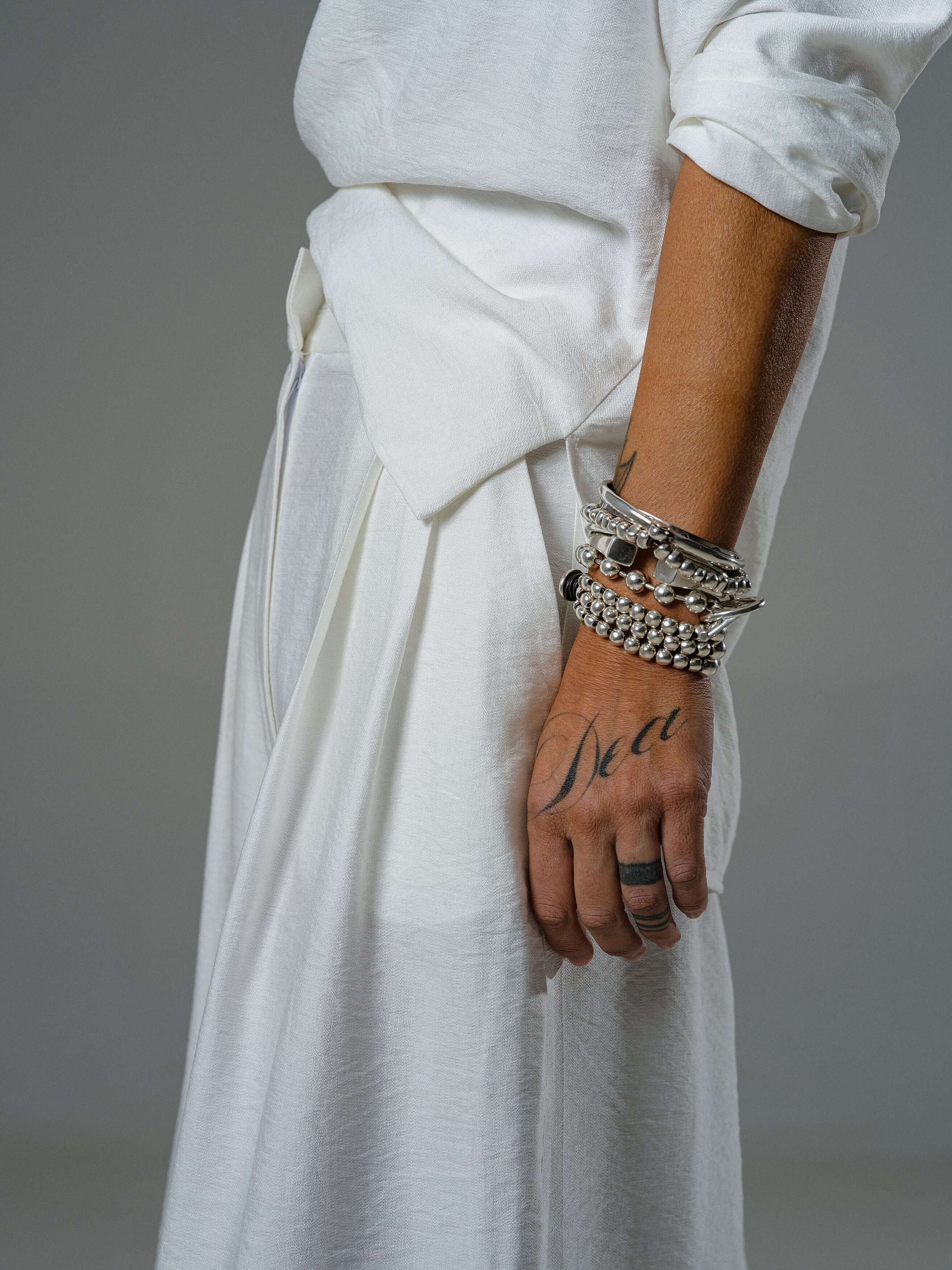 Ivory Draped Blouse and Bermuda Pants Co-Ord