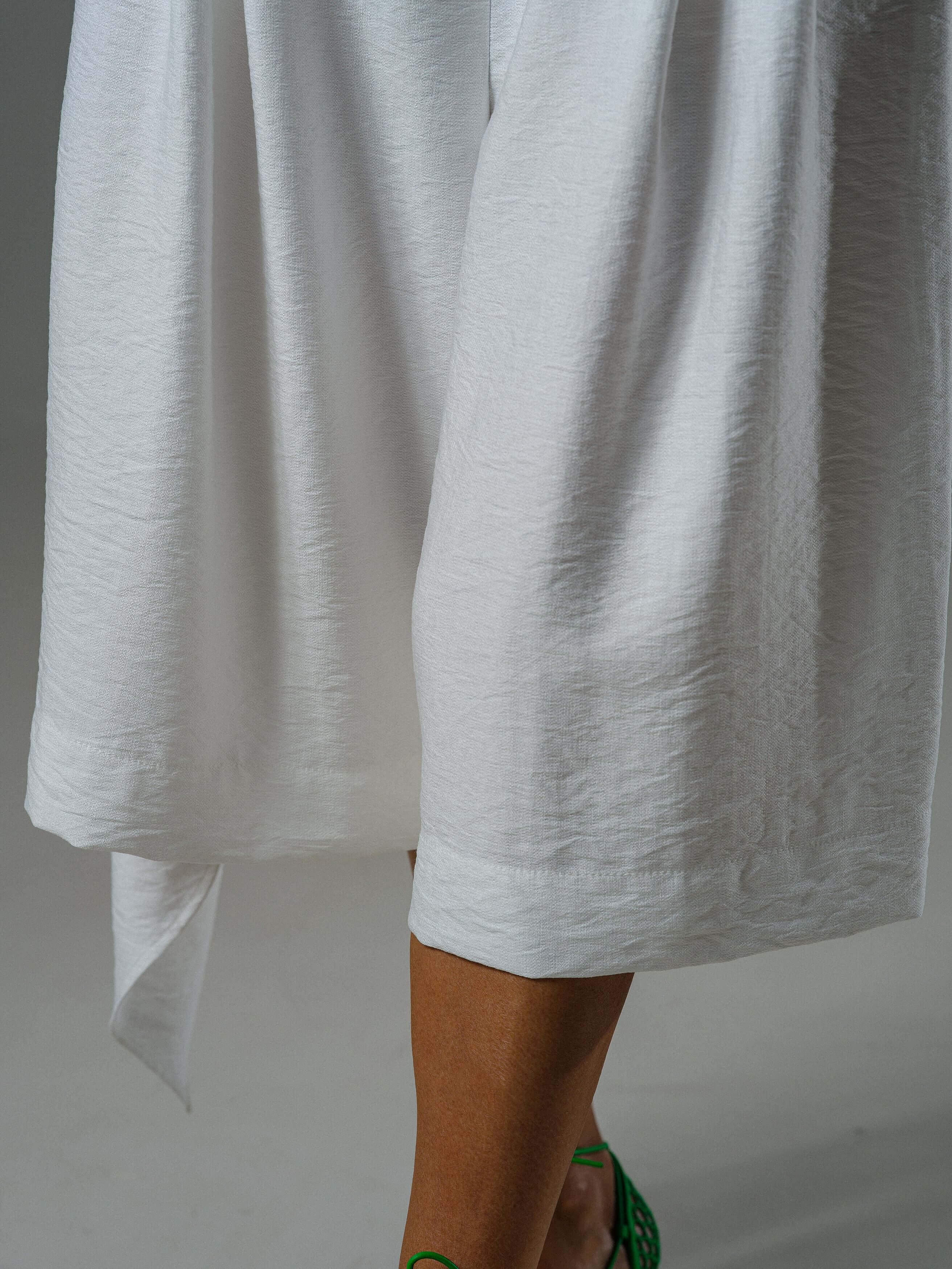 Ivory Draped Blouse and Bermuda Pants Co-Ord