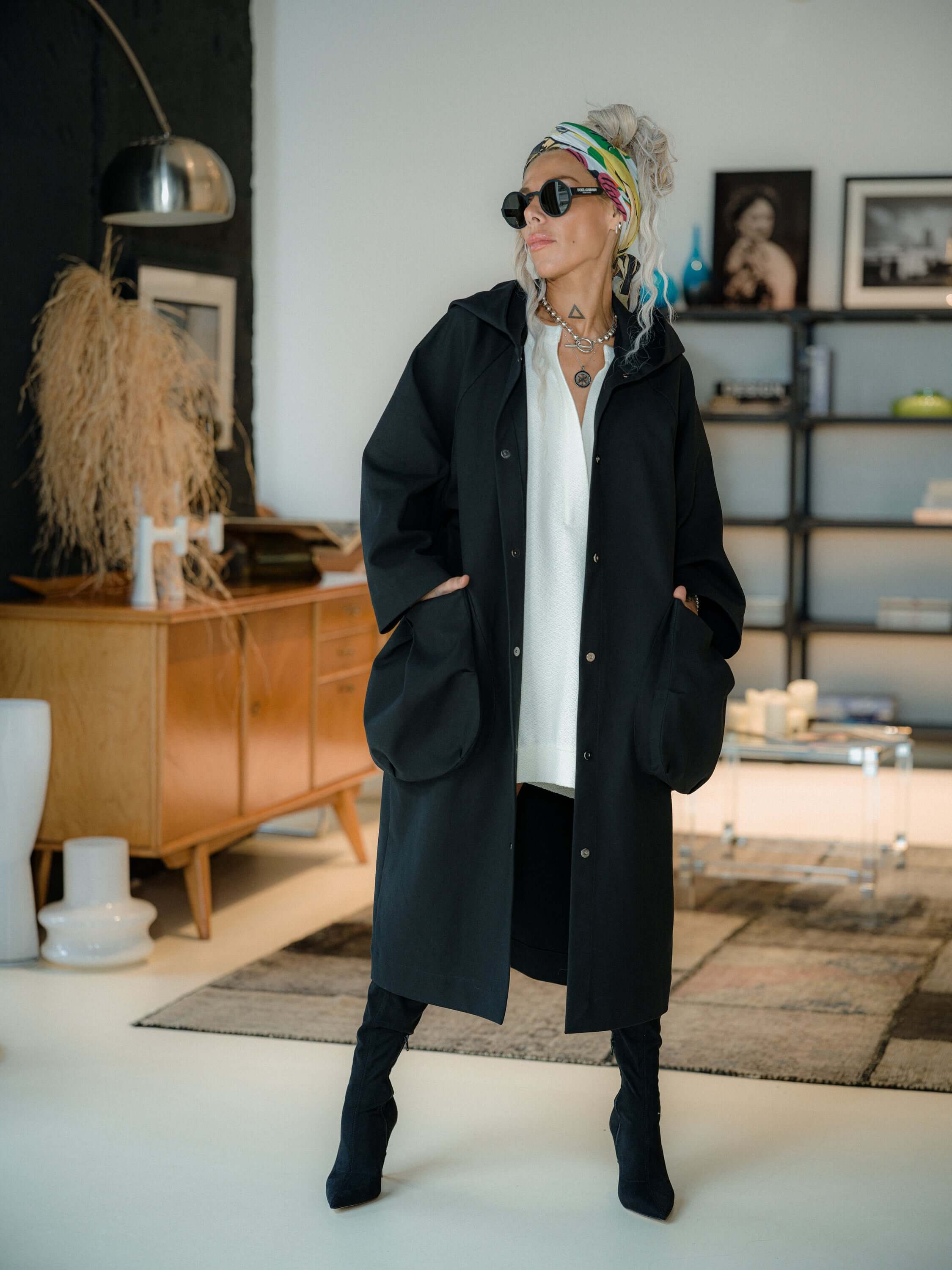 Black Oversized Hooded Jacket