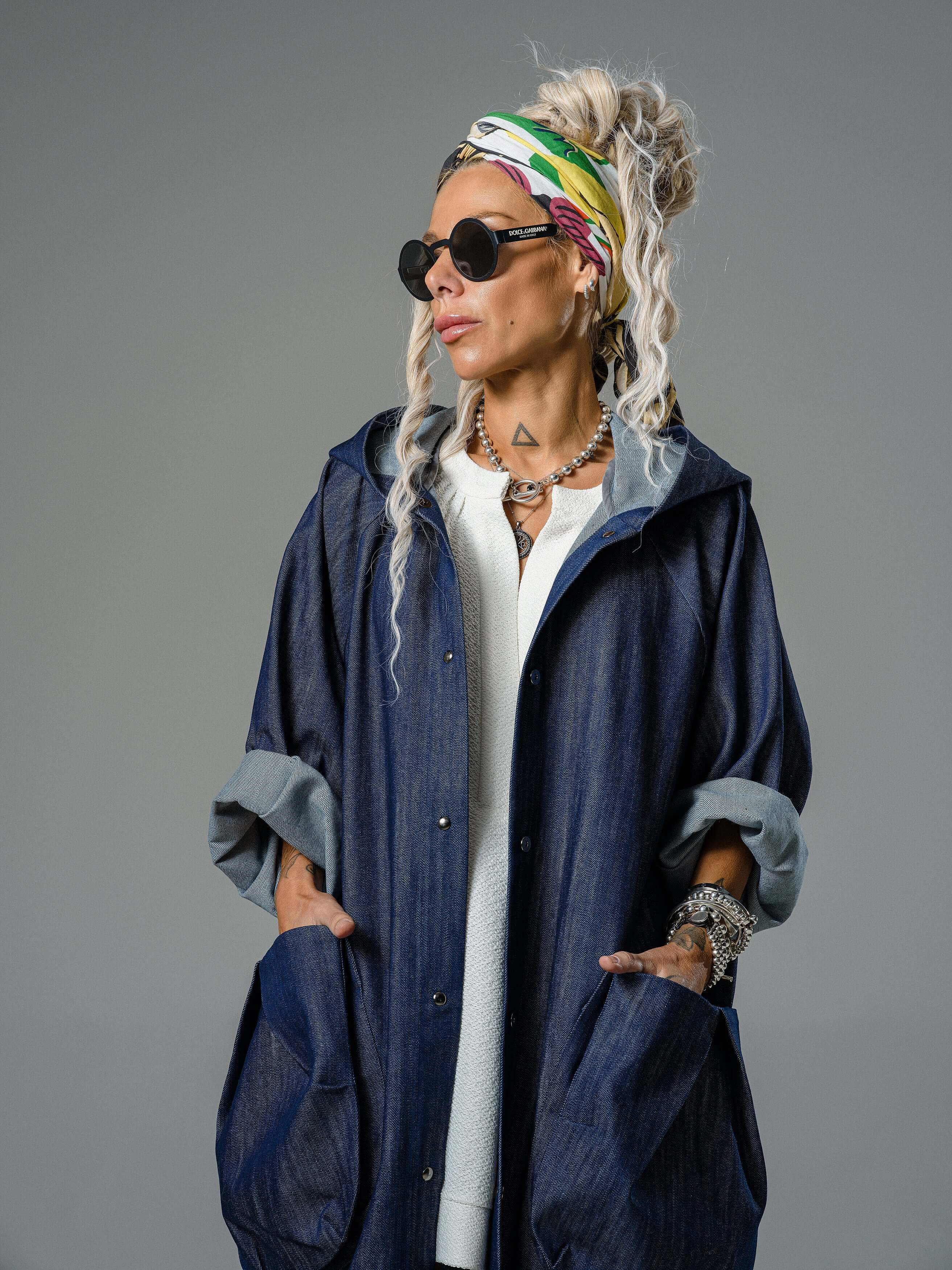 Denim Oversized Hooded Jacket
