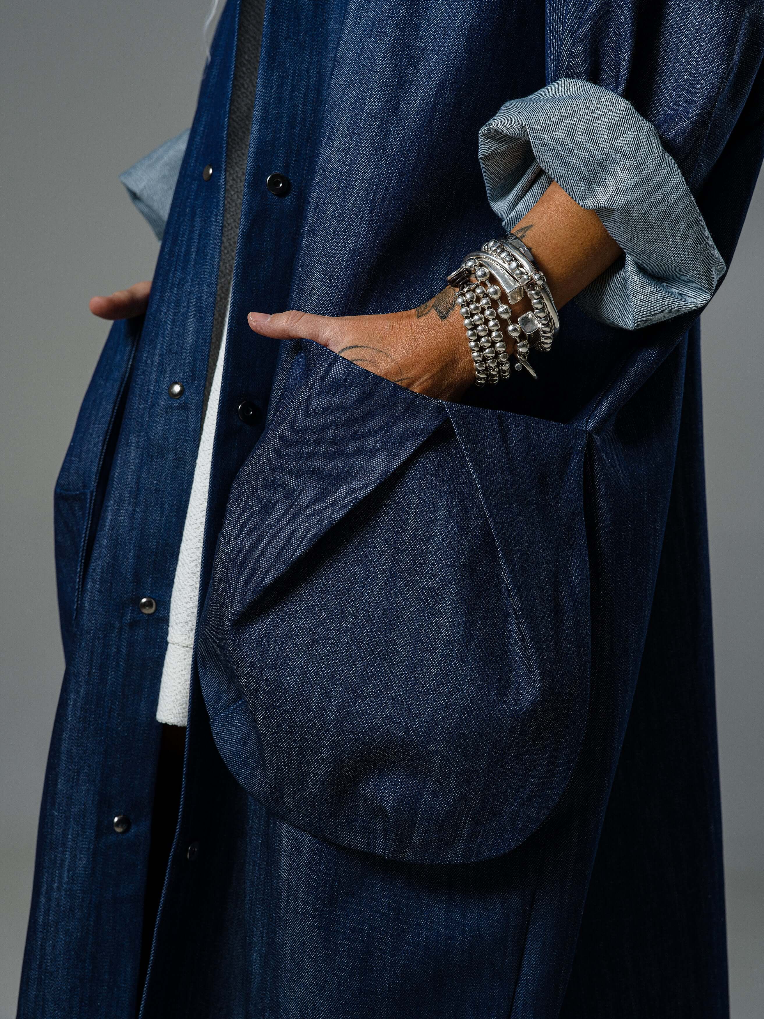 Denim Oversized Hooded Jacket