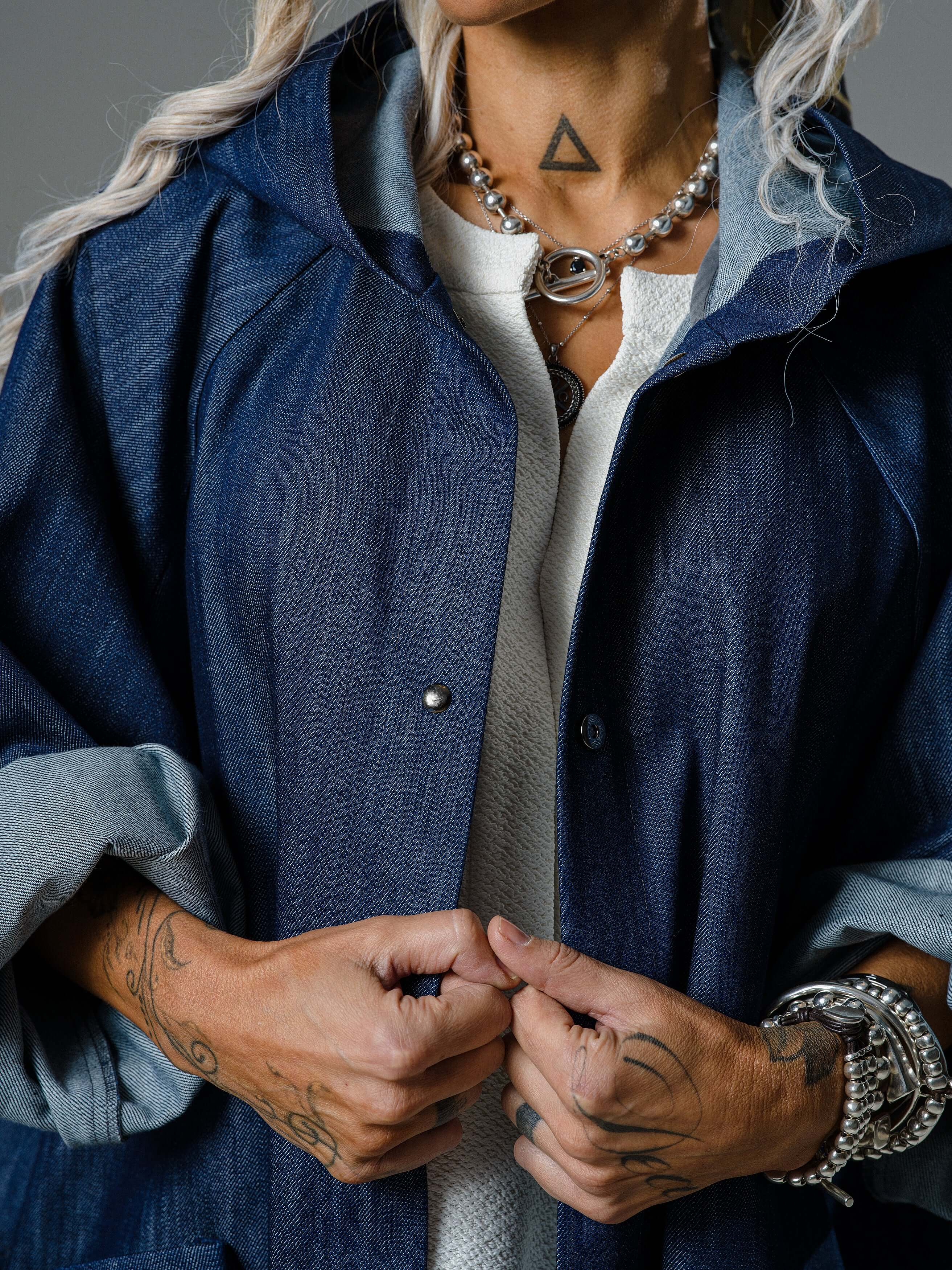 Denim Oversized Hooded Jacket
