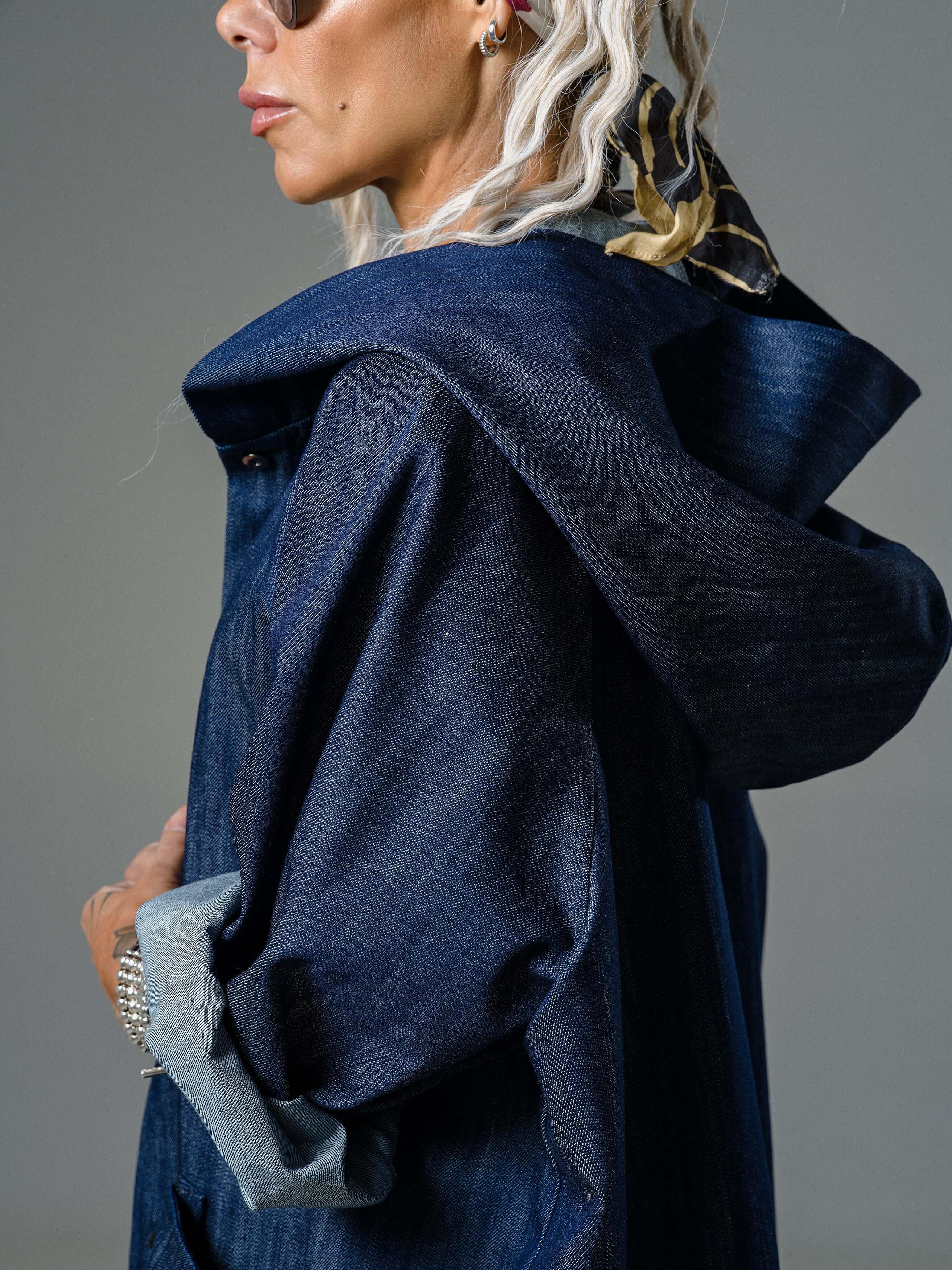 Denim Oversized Hooded Jacket