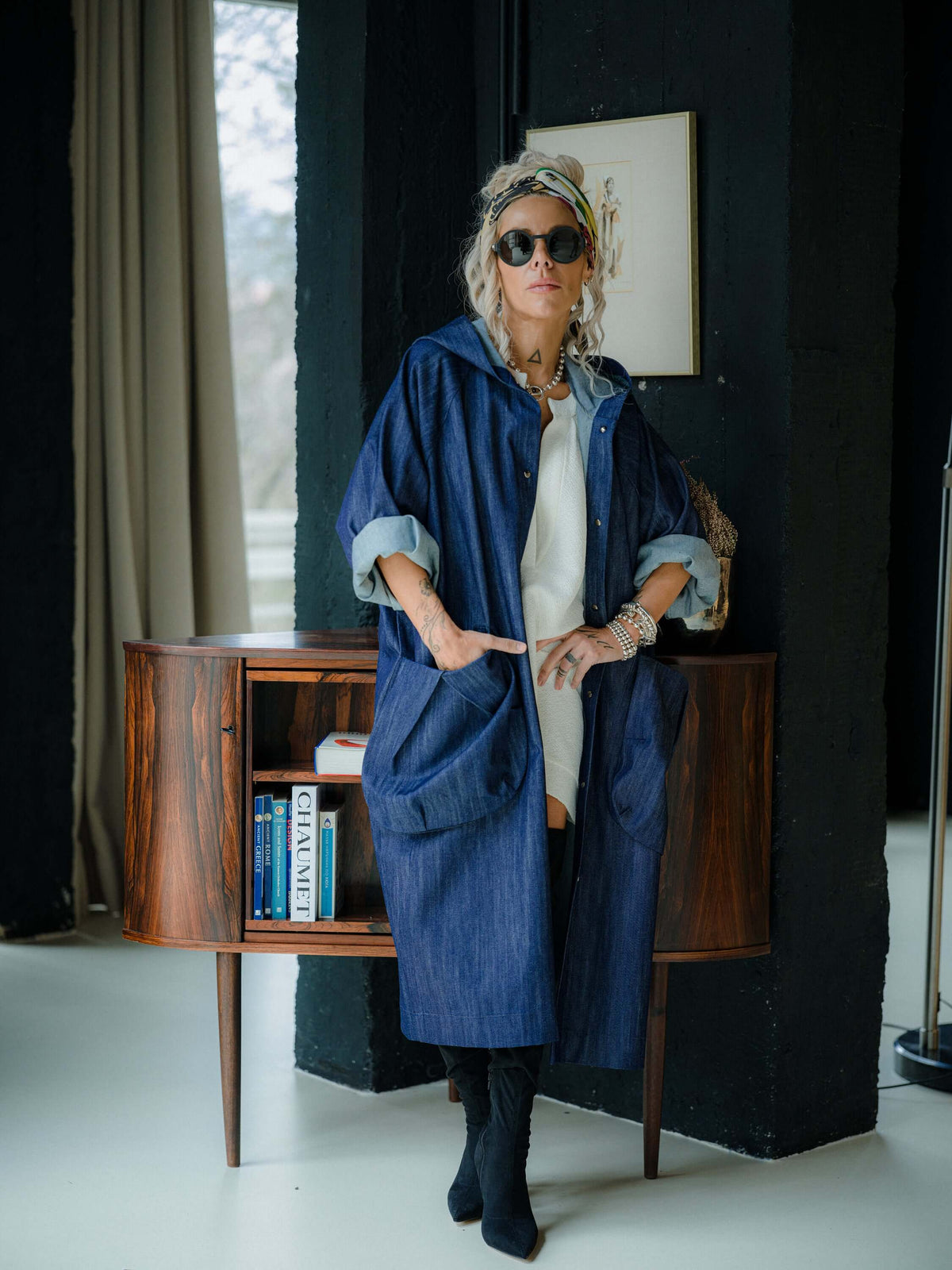 Denim Oversized Hooded Jacket