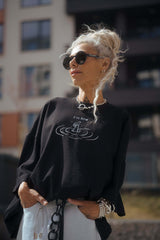 Black Oversized “I'm Fine” Graphic T-Shirt