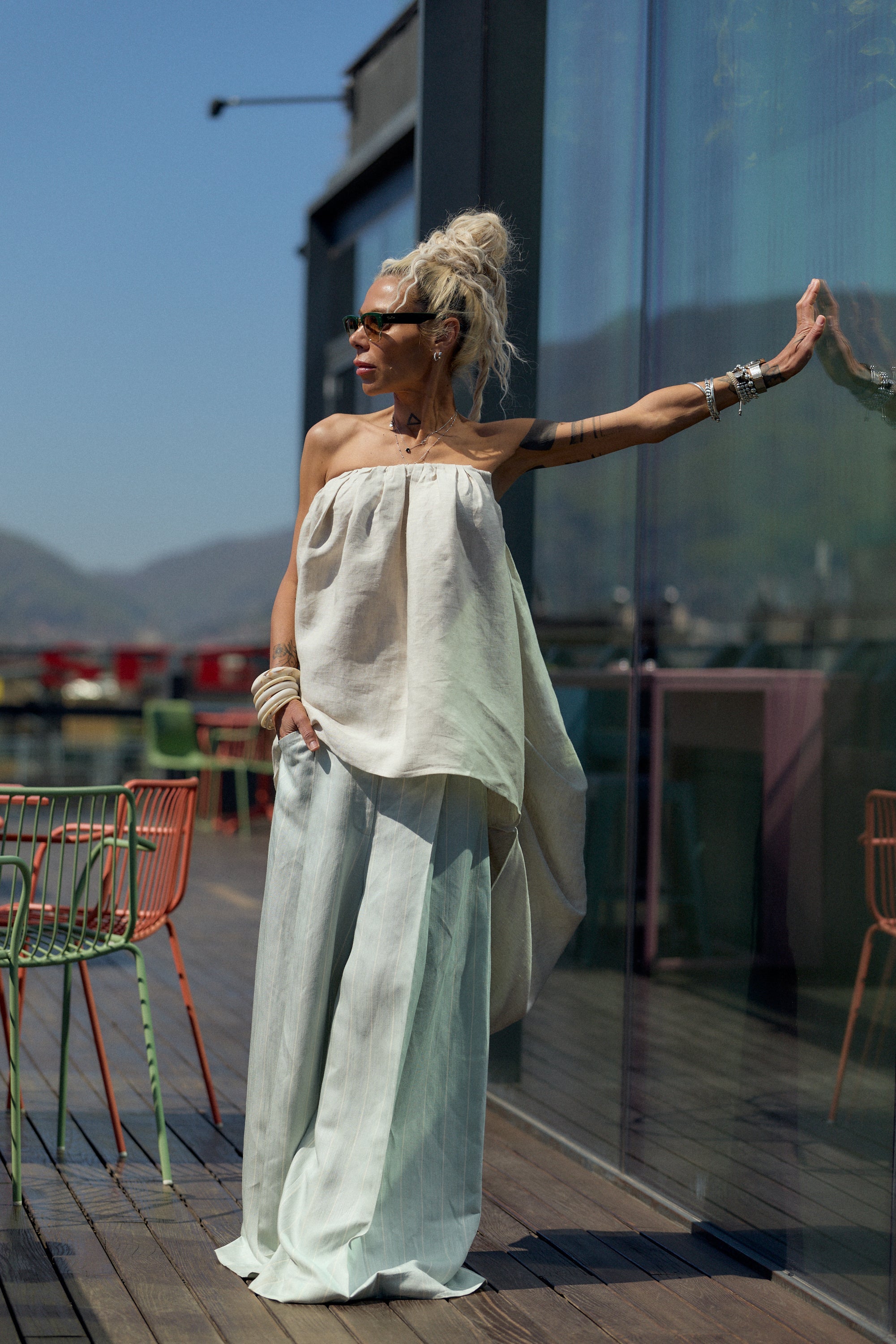 Beige Oversized Linen Tunic