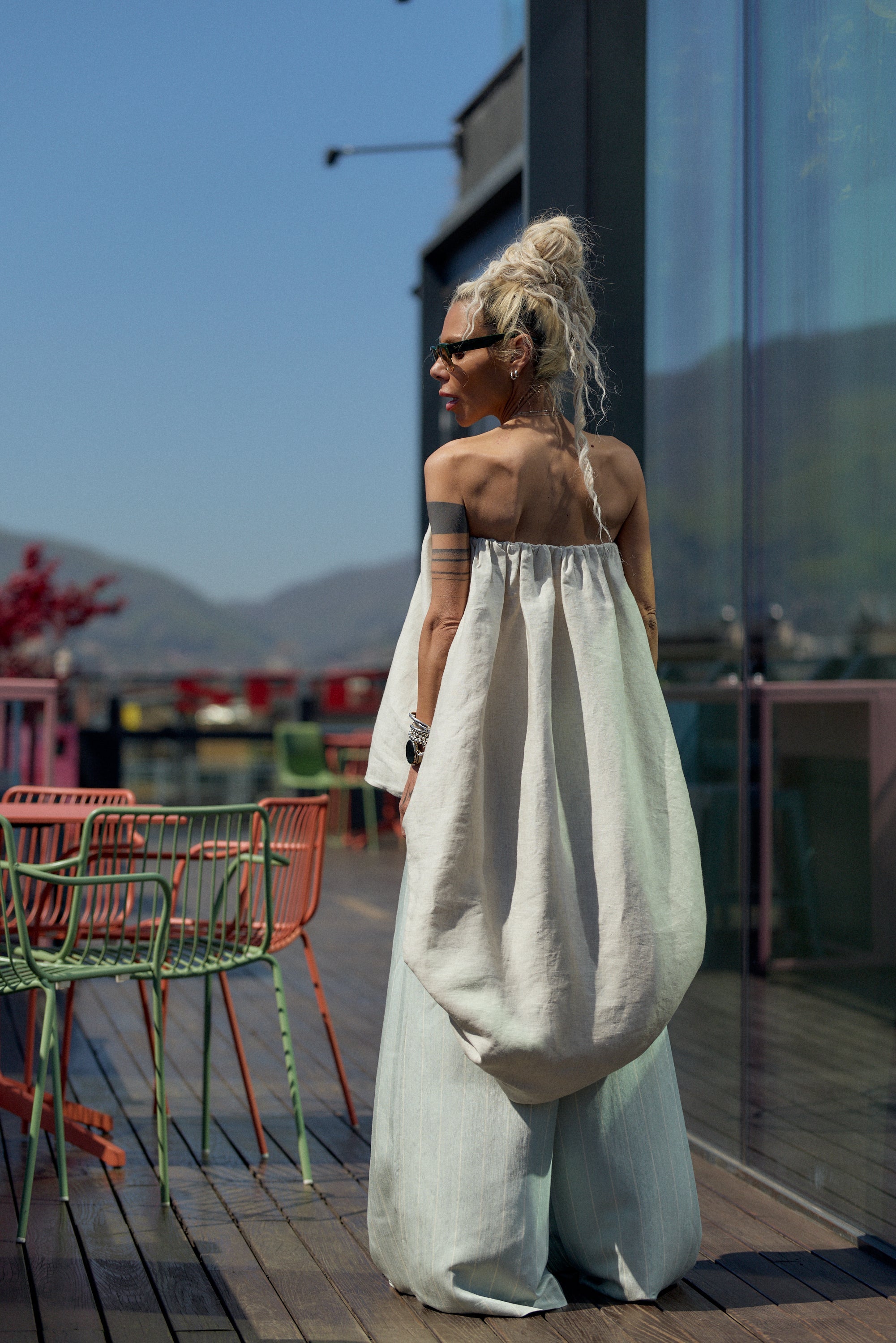 Beige Oversized Linen Tunic