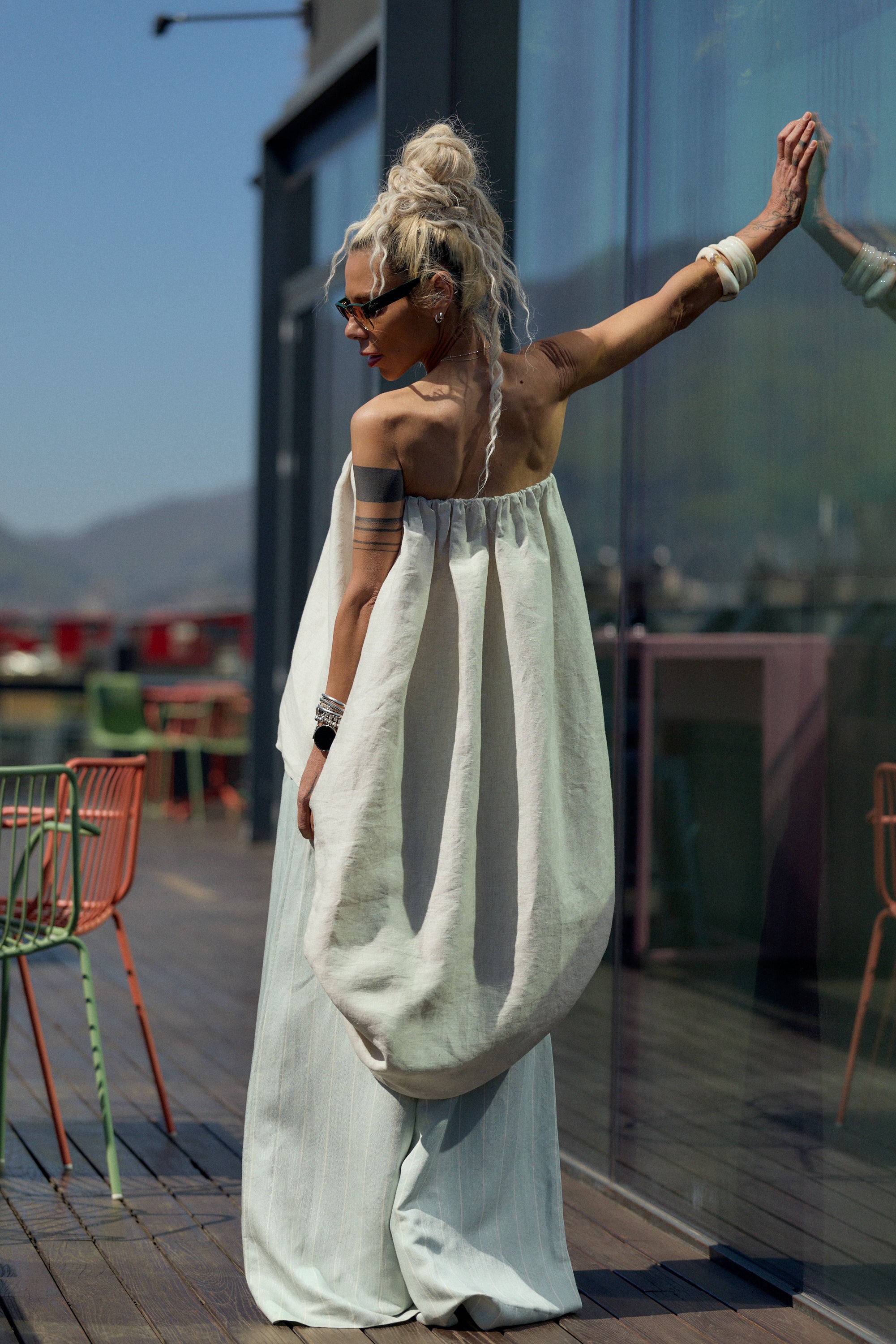Beige Oversized Linen Tunic