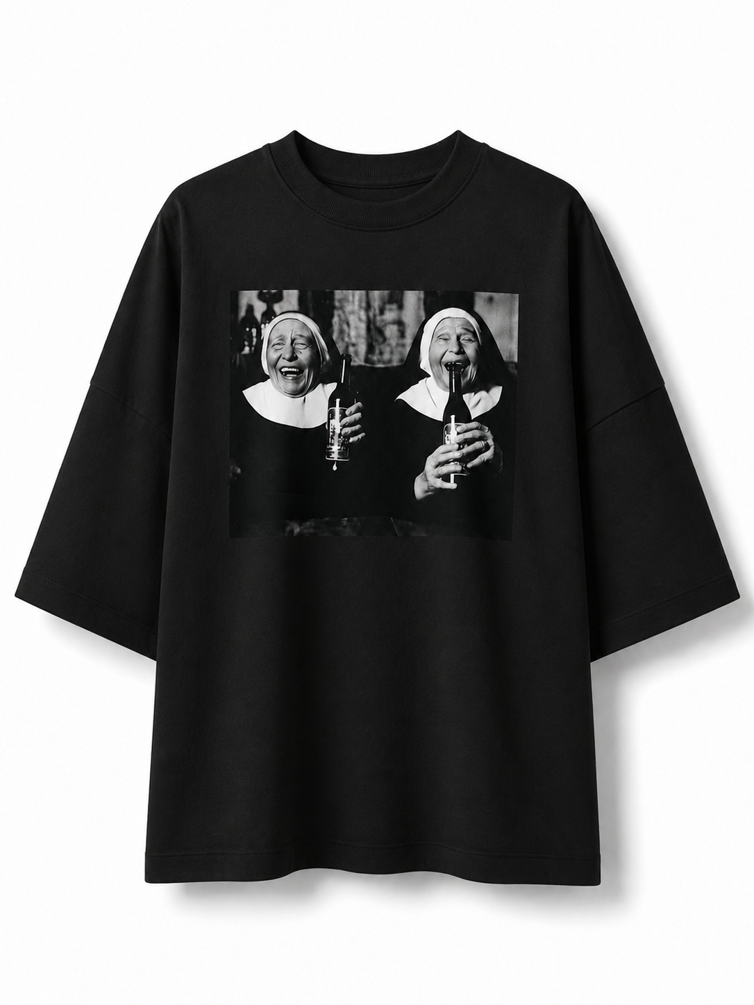 Black Oversized Graphic T-Shirt – "Sisters of the Night"