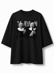 Black Oversized Graphic T-Shirt – "Sisters of the Night"