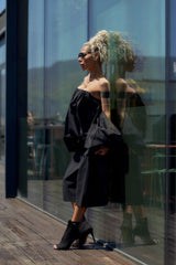 Black Oversized Strapless Tunic