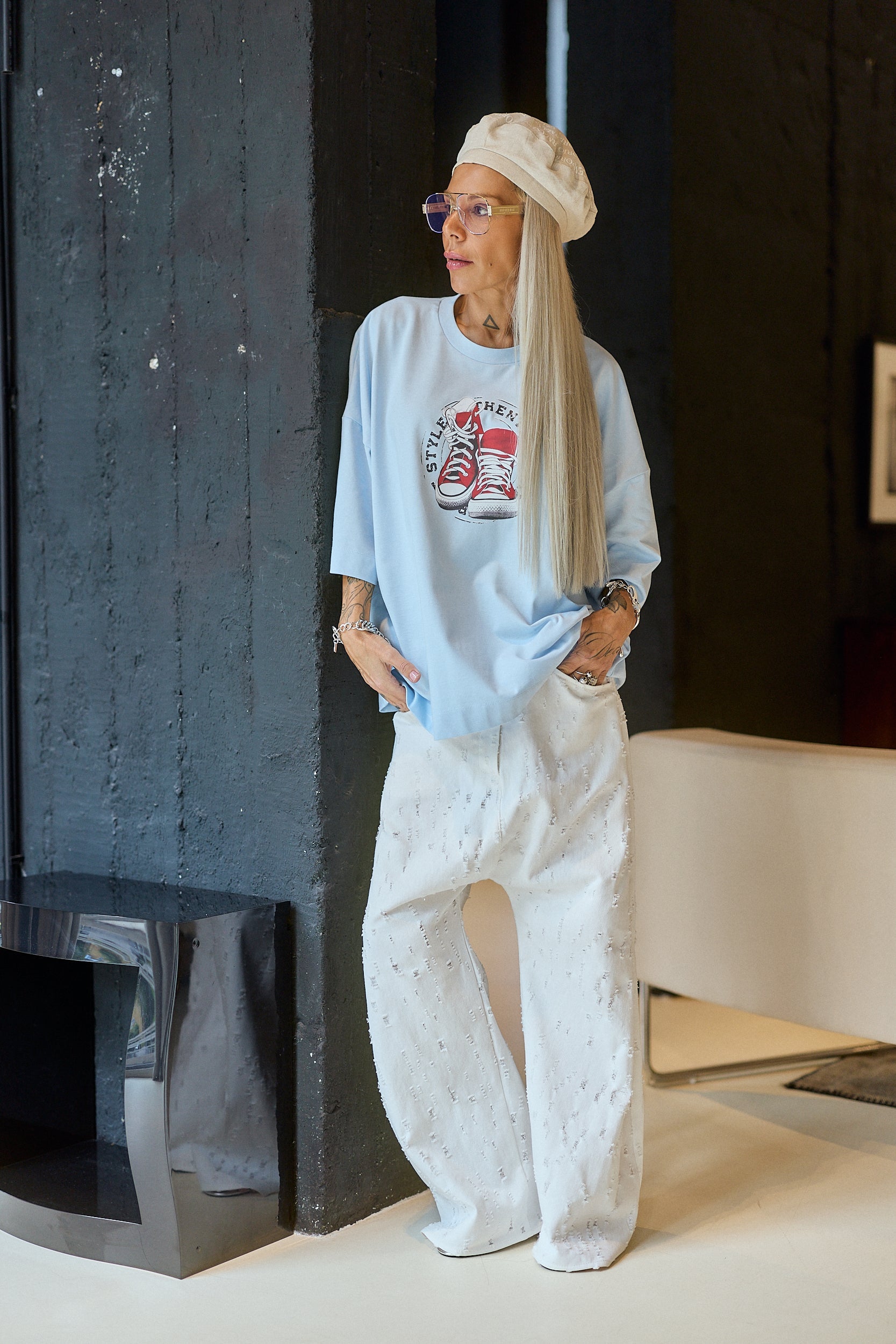 Blue Oversized Graphic T-Shirt