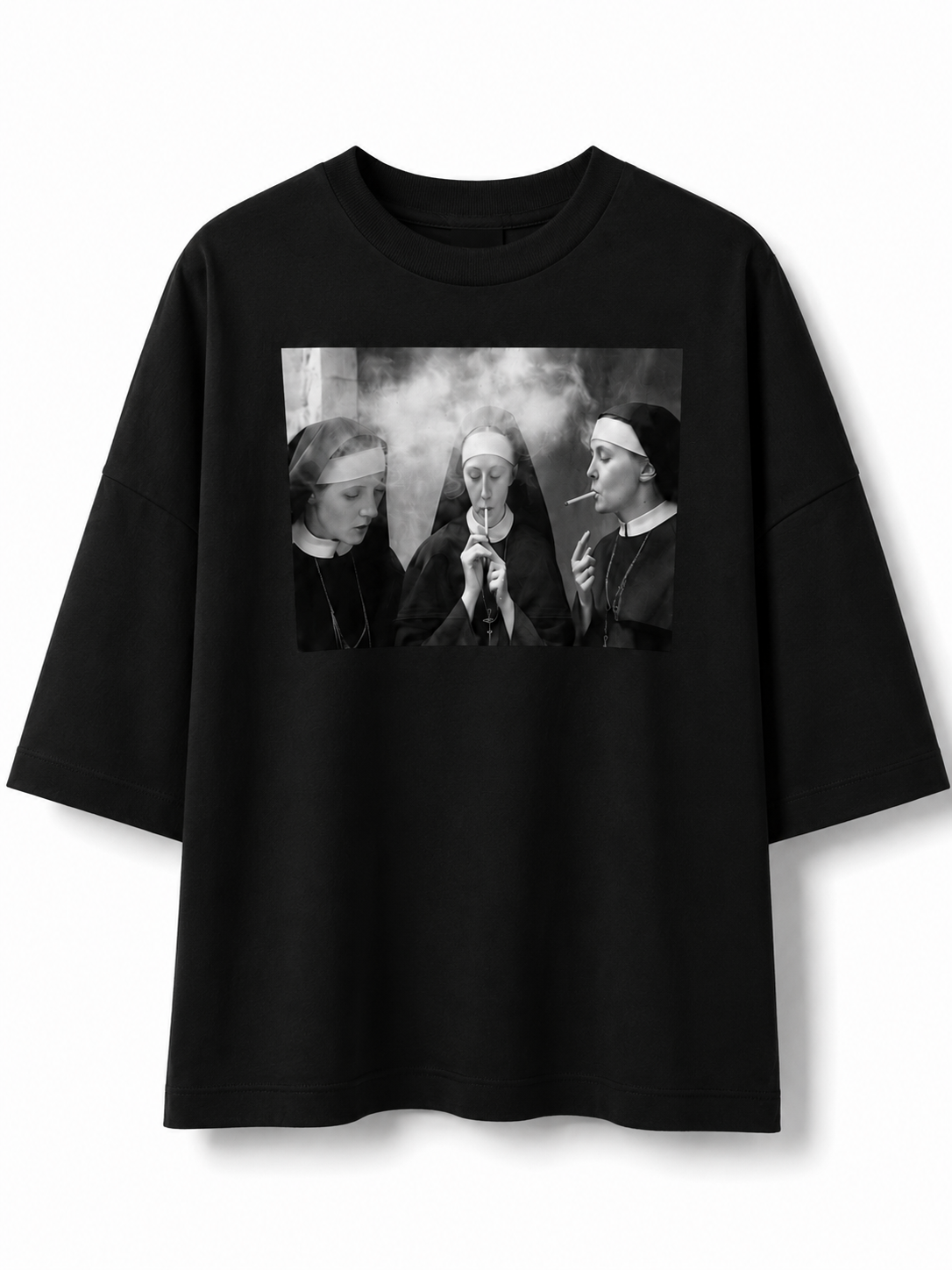 Black Oversized Graphic T-Shirt – "Holy Smoke"