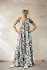 Ink Veil White Maxi Dress