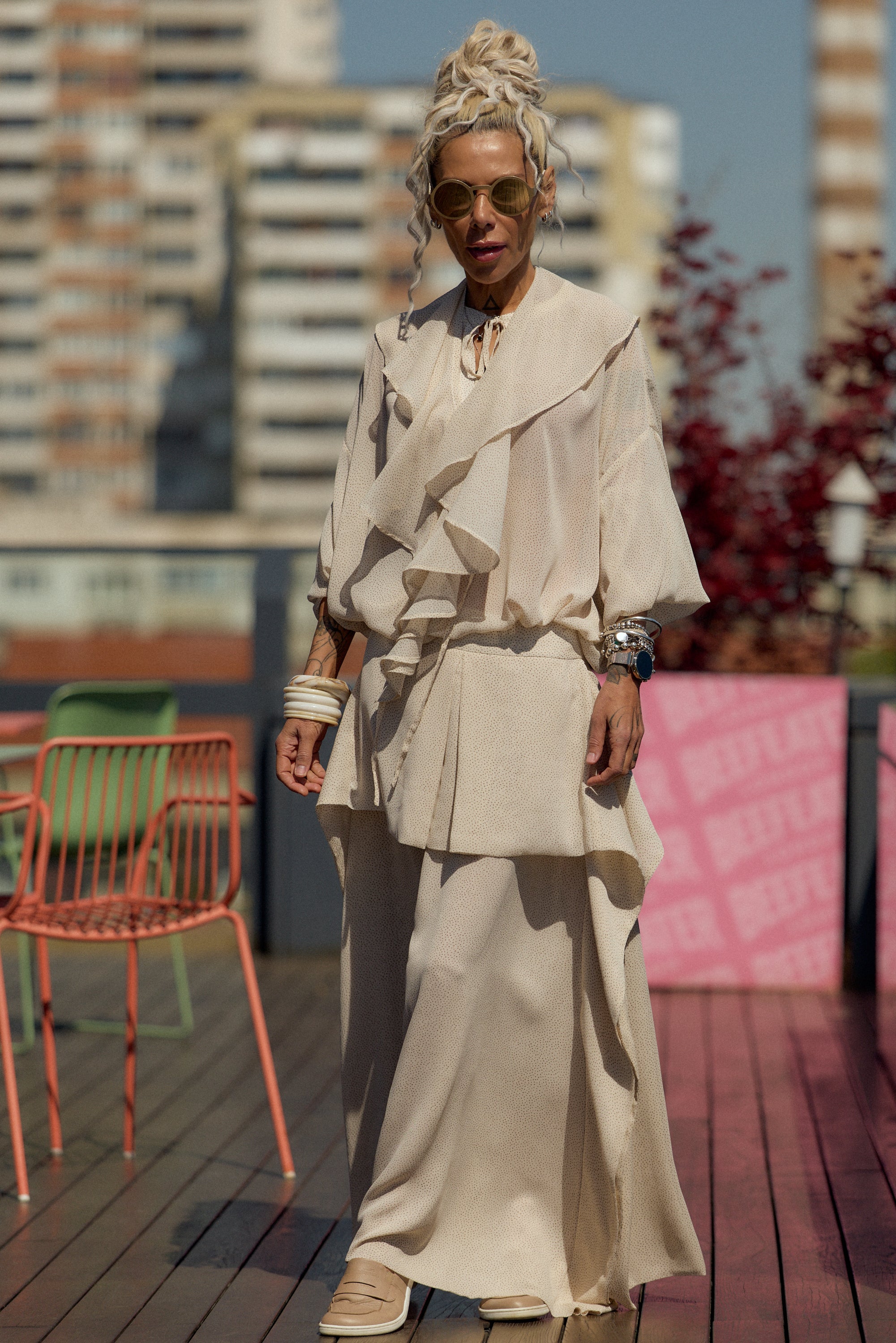 Cream Ruffle Co-Ord Set