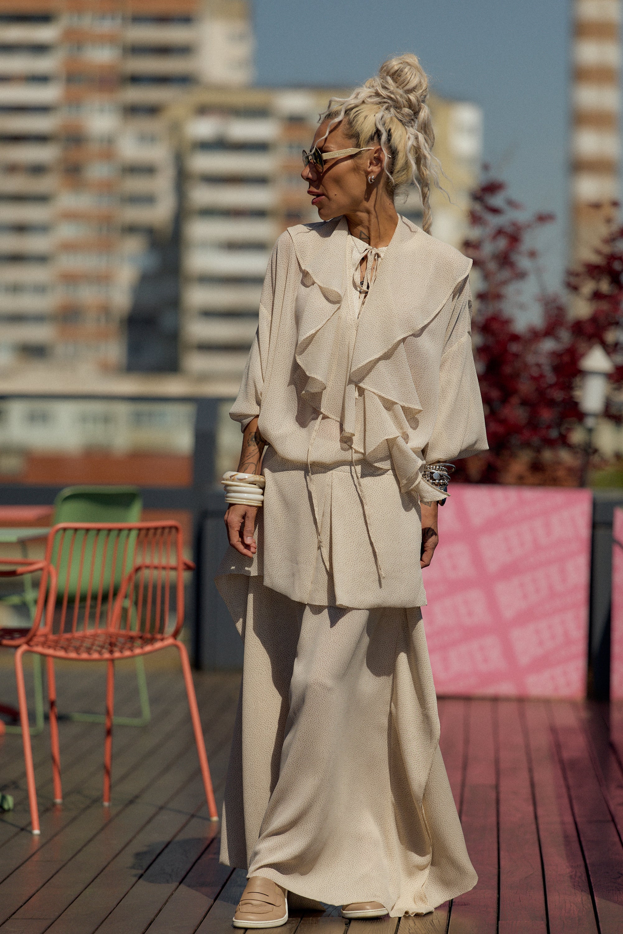 Cream Ruffle Tunic