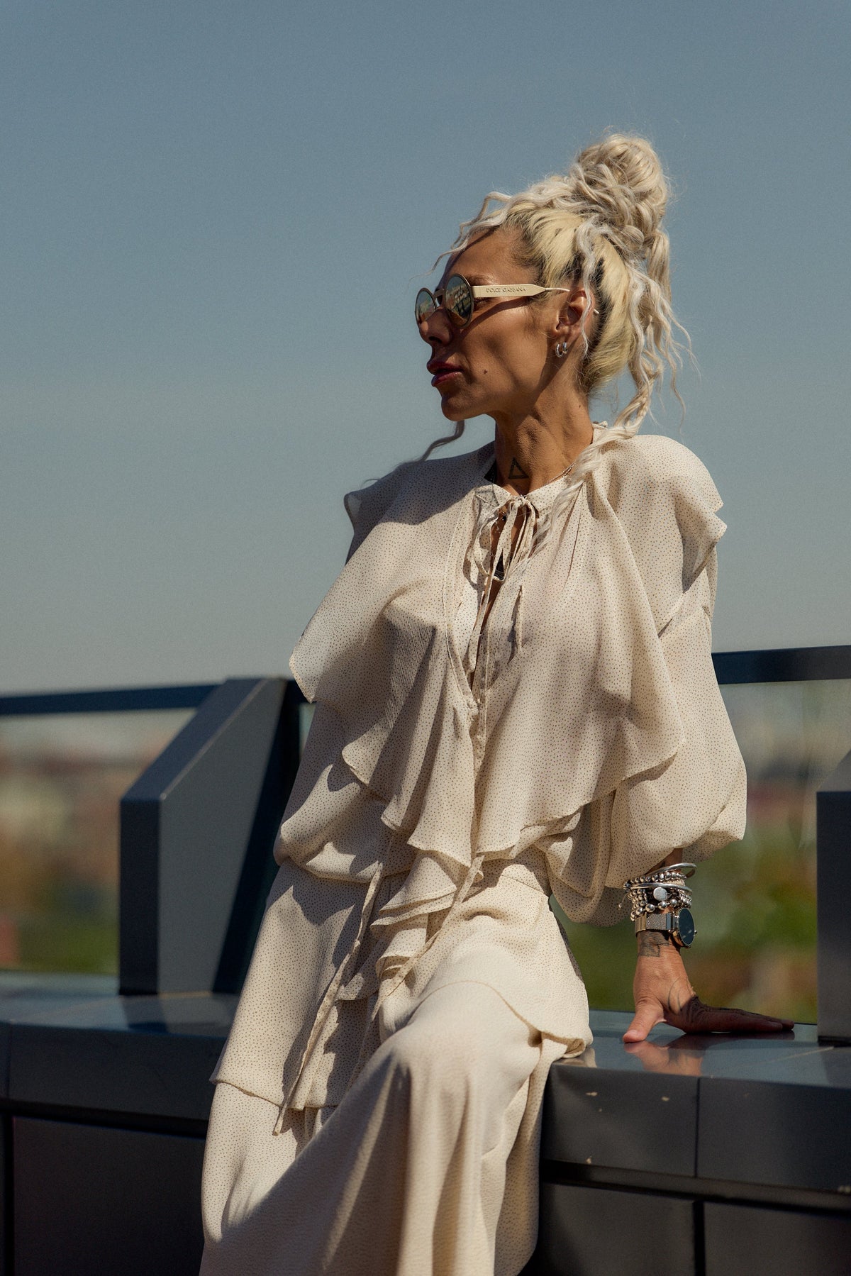 Cream Ruffle Tunic