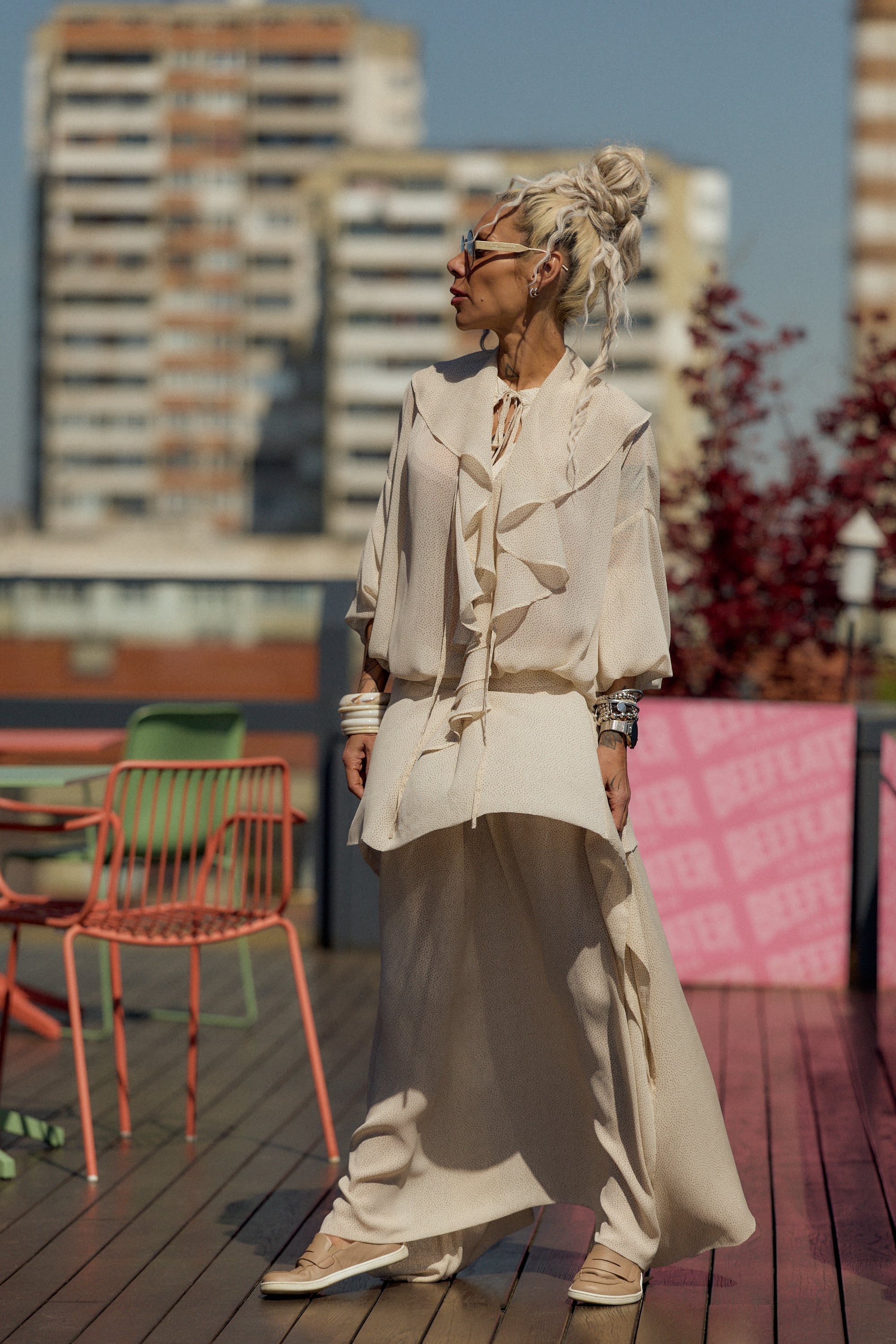 Cream Ruffle Co-Ord Set