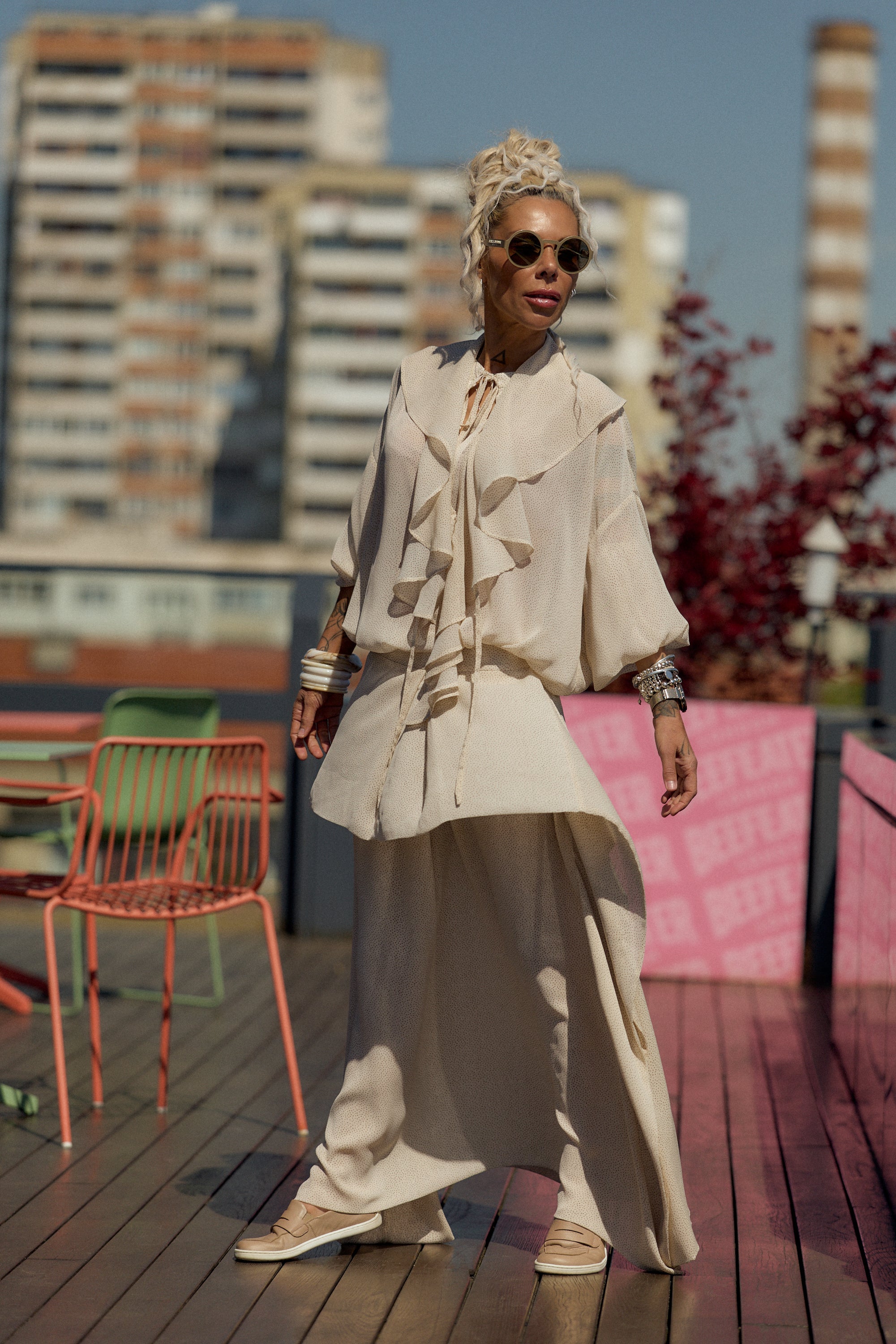 Cream Ruffle Co-Ord Set
