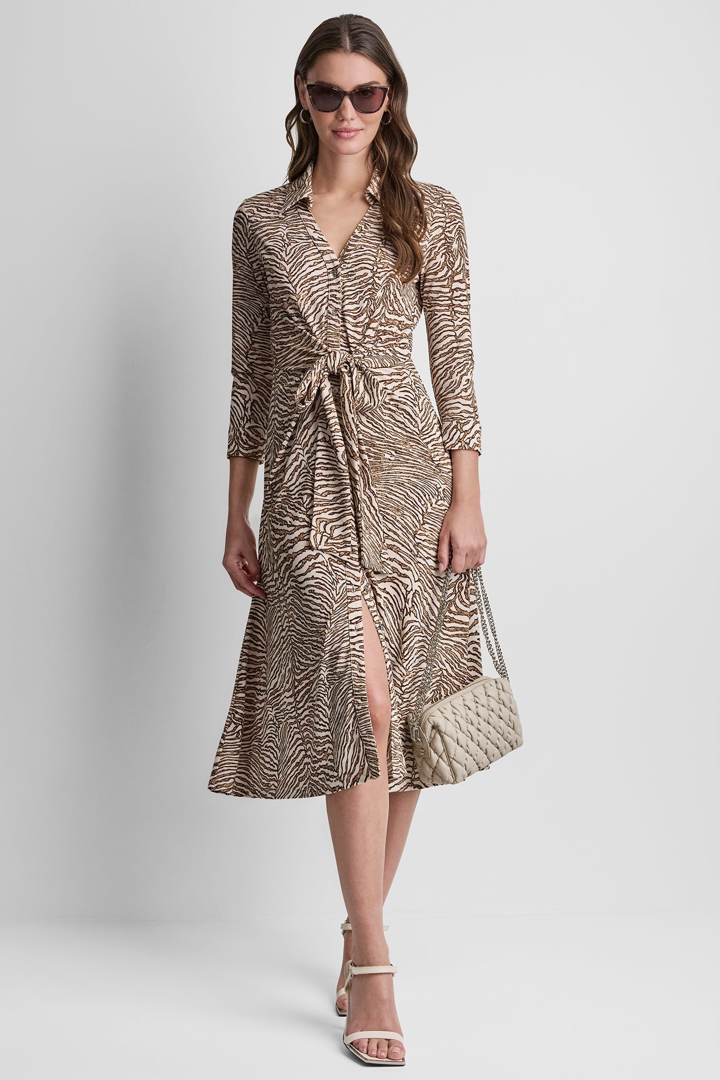 ZEBRA PRINT MIDI SHIRT DRESS